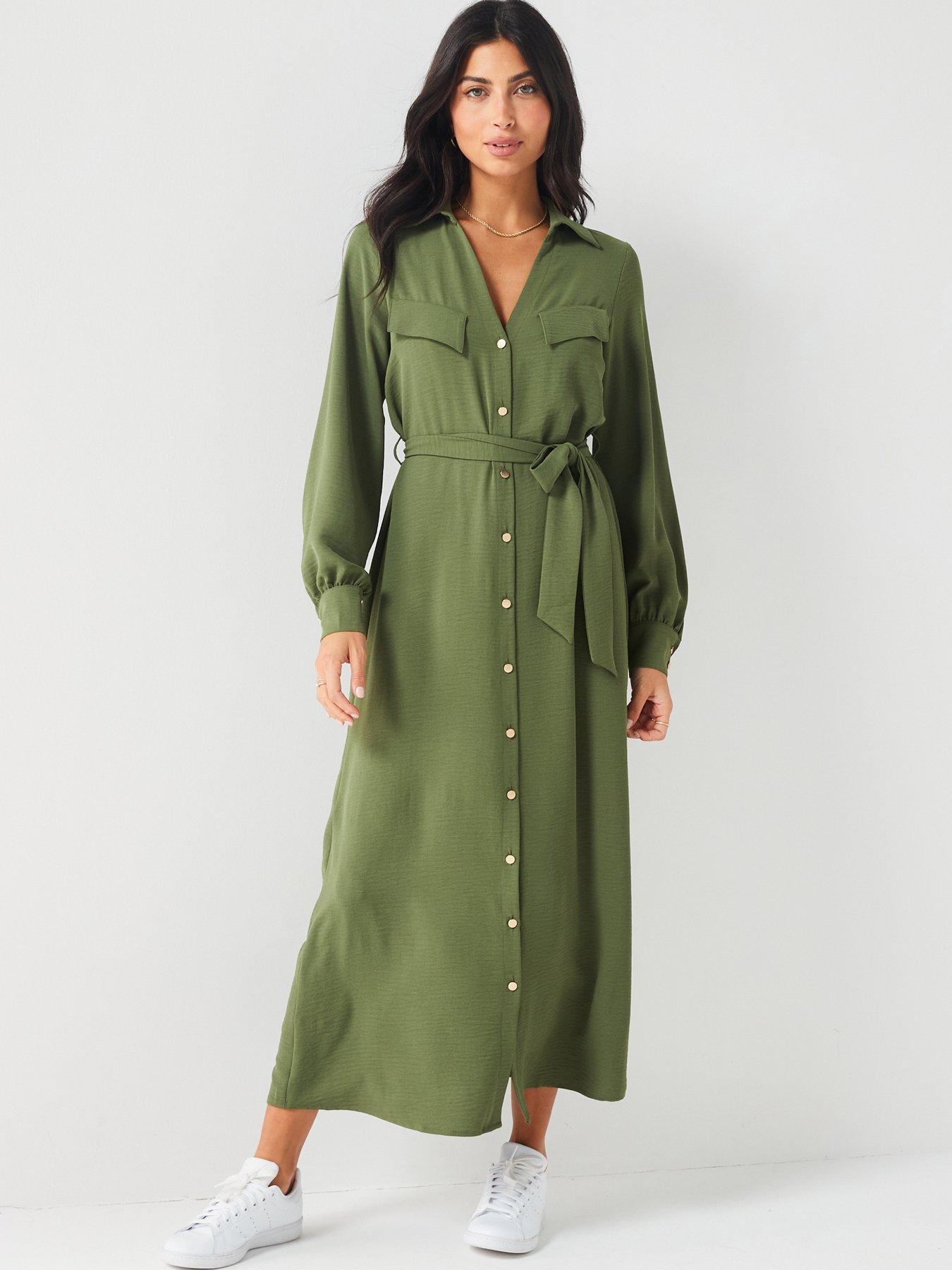 Everyday Ls Utility Midi Dress - Green | Very.co.uk