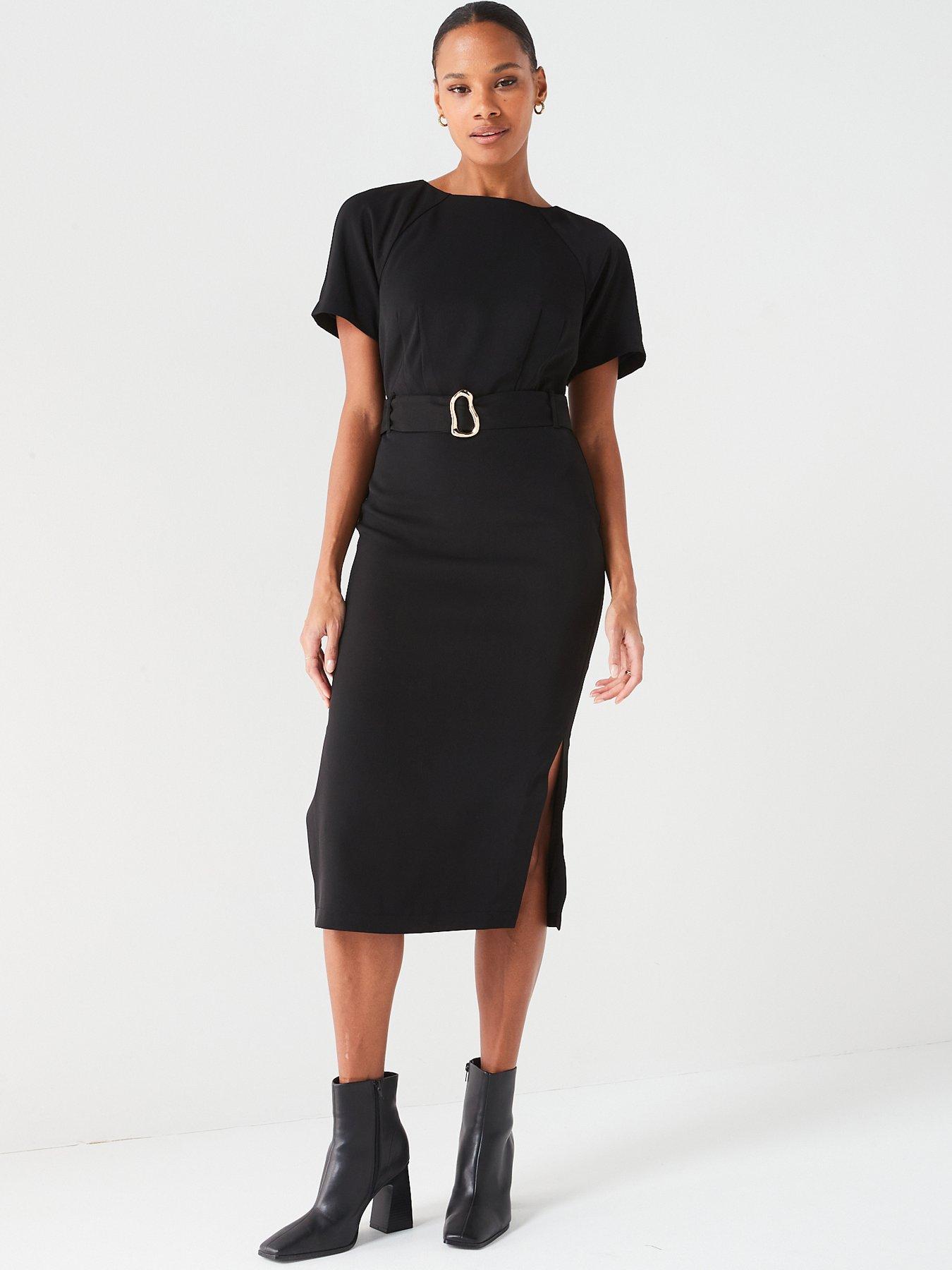 All black midi clearance dress