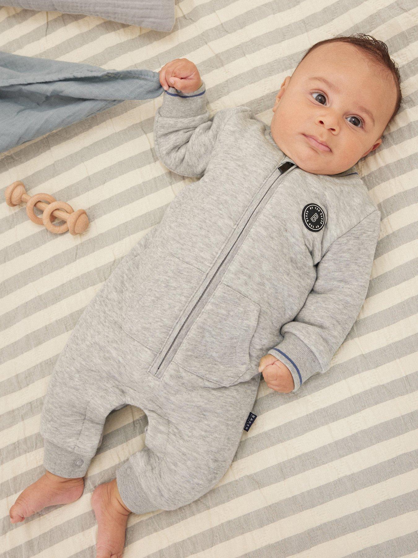 Ted Baker Baker By Ted Baker Baby Boys Quilted Romper - Grey | very.co.uk