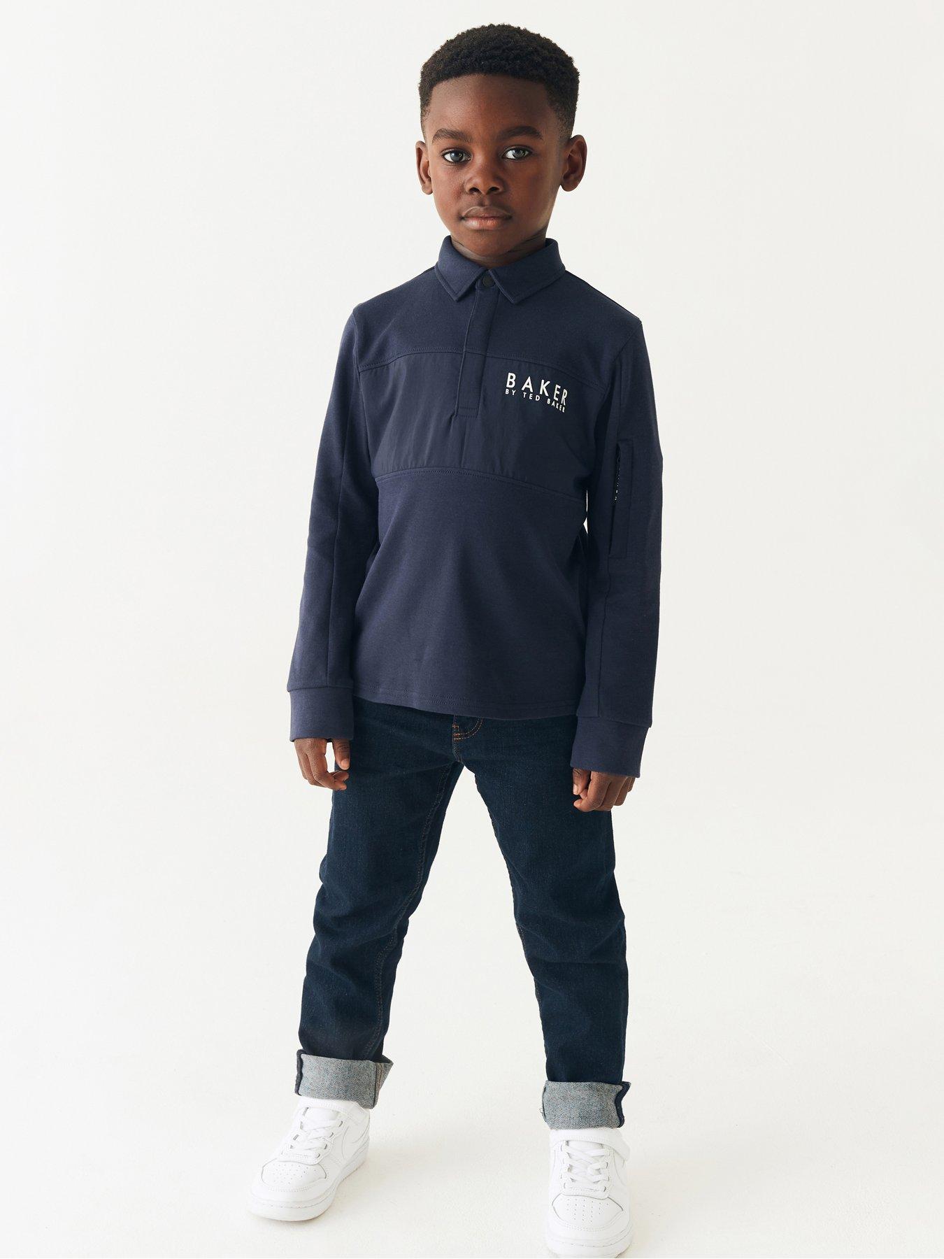 Ted Baker Baker By Ted Baker Boys Long Sleeve Polo - Navy