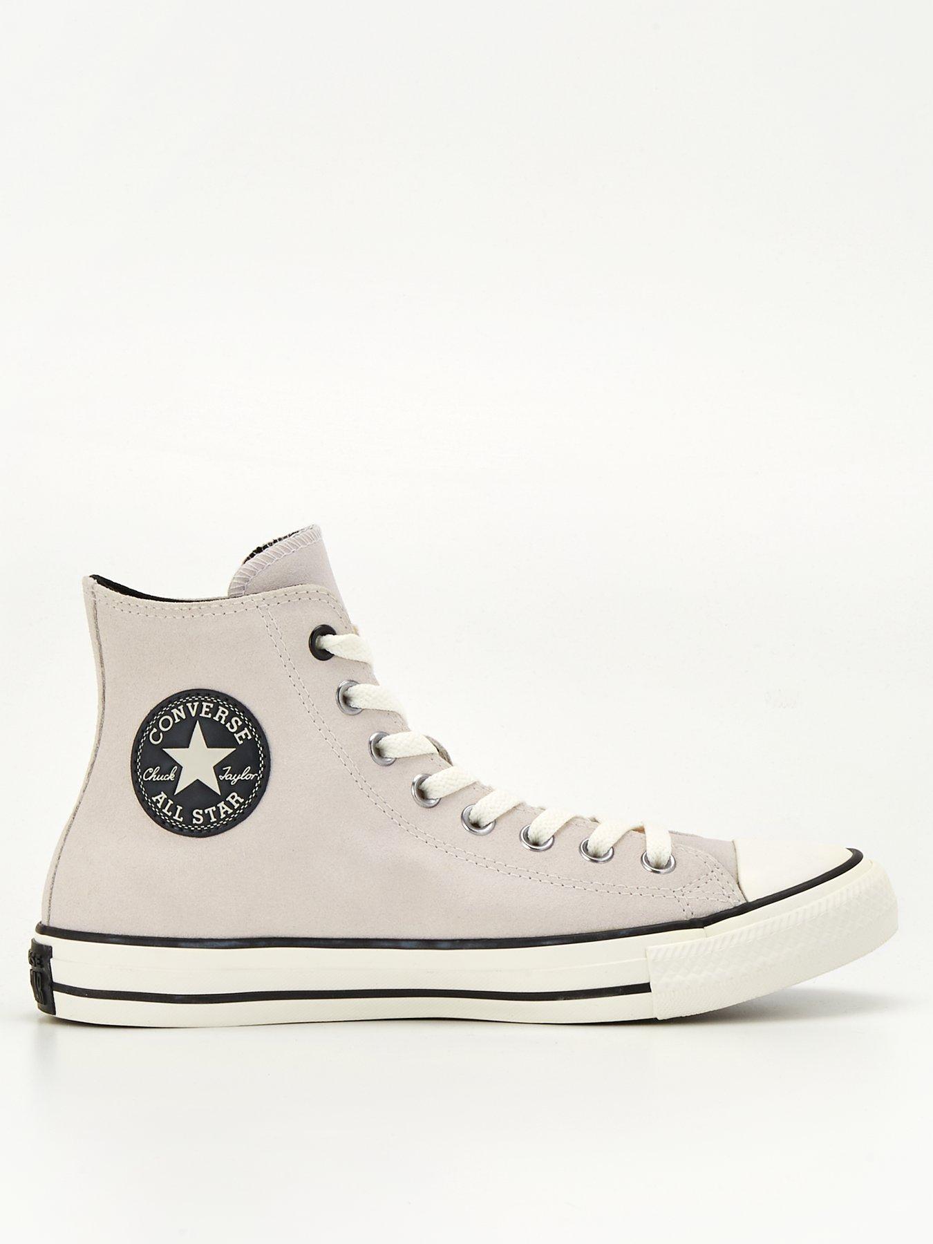 Converse Chuck Taylor All Star Suede Hi-Tops  - Light Grey, Light Grey, Size 5, Women