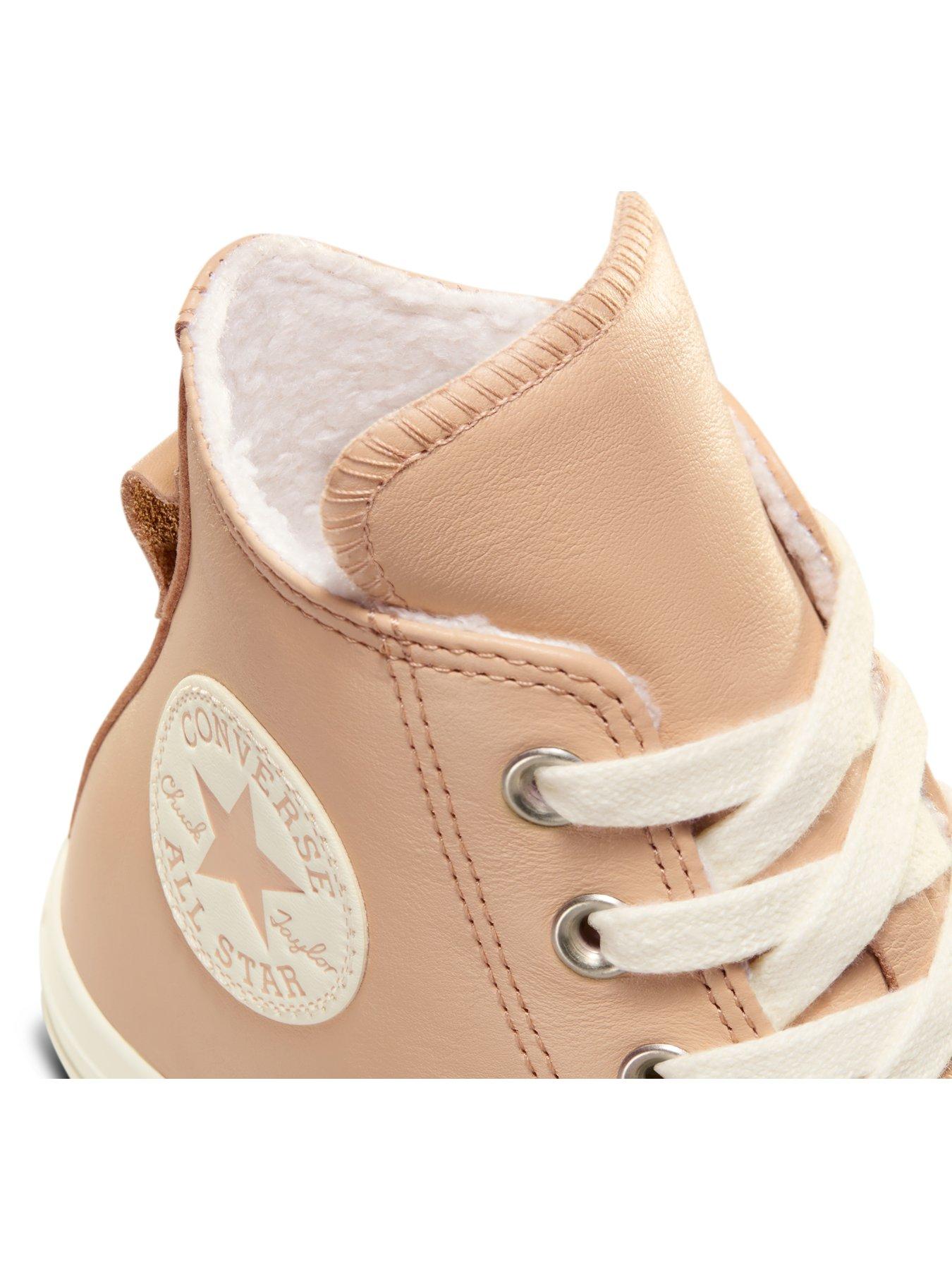 Chuck Taylor All Star Warm Winter Leather Hi Top Trainers Light Brown