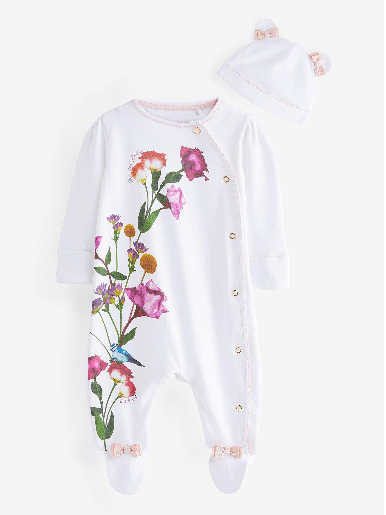 Ted Baker Baker By Ted Baker Baby Girls Flower Sleepsuit - White | Very ...