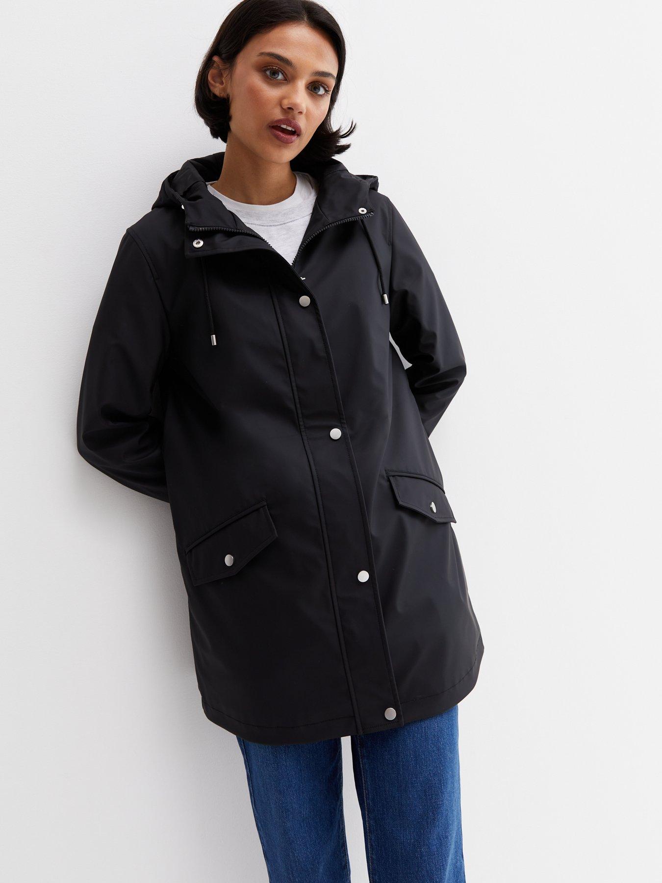 River Island Hooded Rain Mac Black very