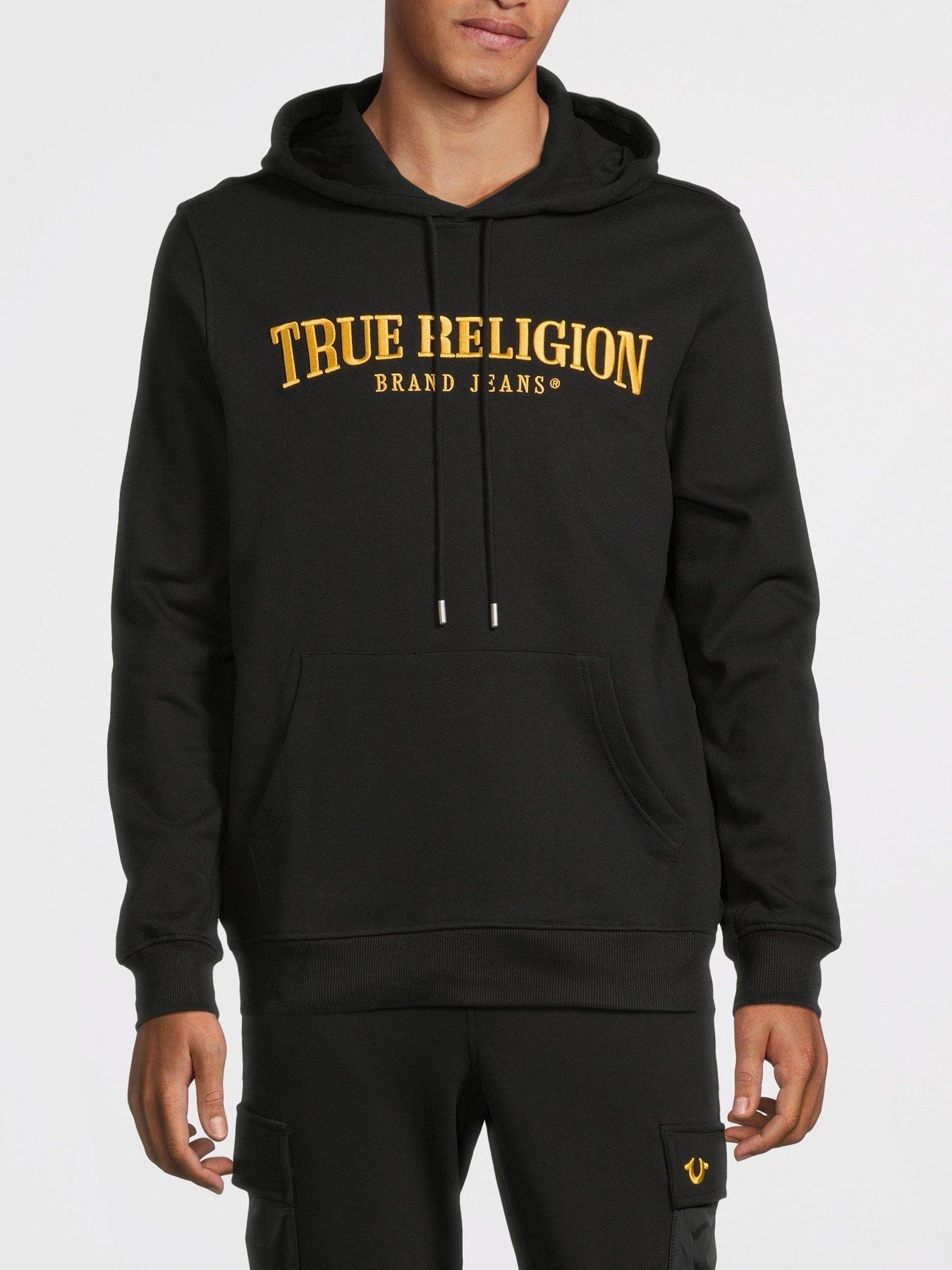 TRUE RELIGION Arch Logo Pullover Hoodie - Black | very.co.uk