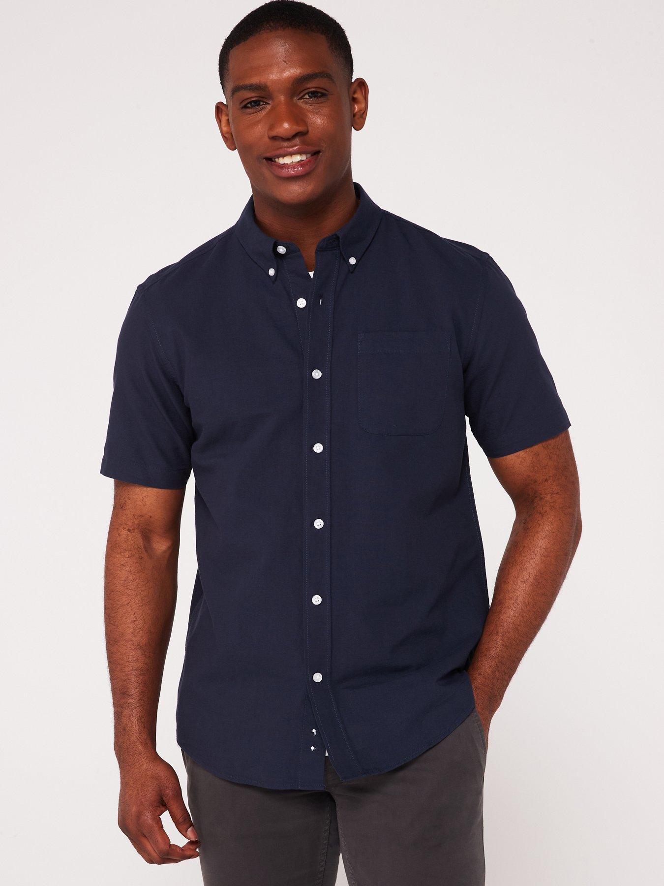 Everyday Short Sleeve Oxford Shirt- Navy | Very.co.uk