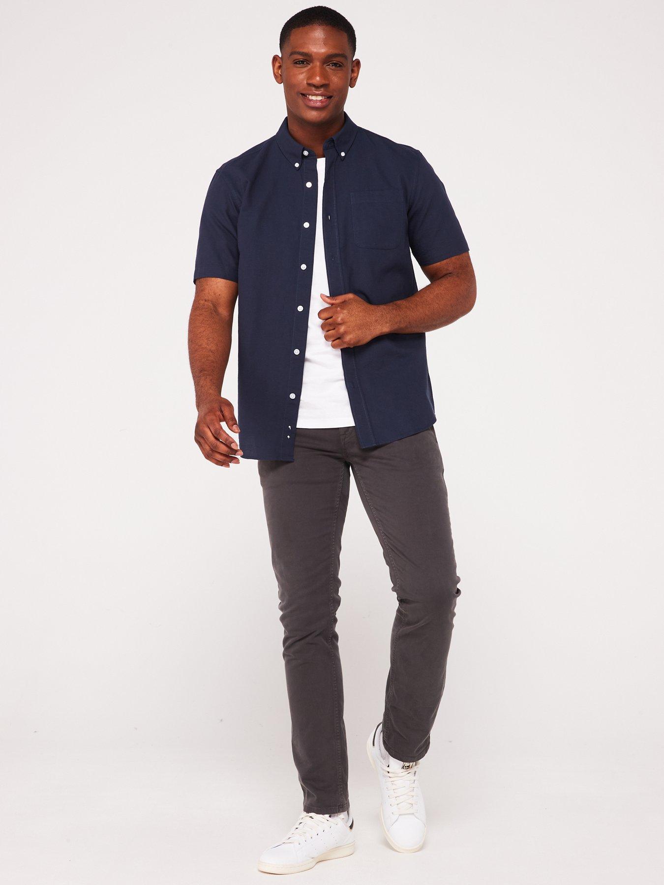 Everyday Short Sleeve Oxford Shirt- Navy | Very.co.uk