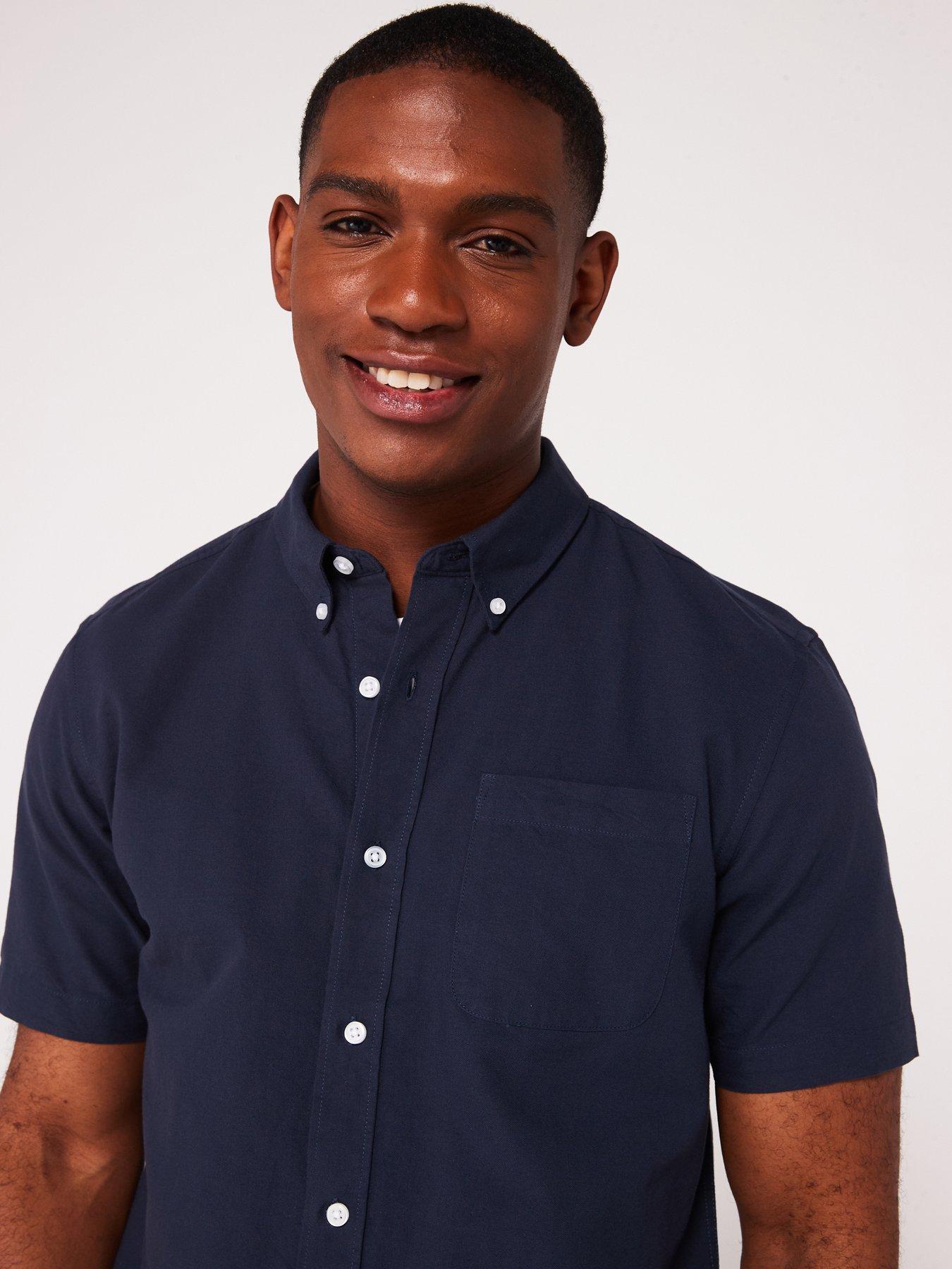 Kam Jeanswear Men's Short Sleeve Oxford Shirt In Navy - Extra Comfort In 8XL Size