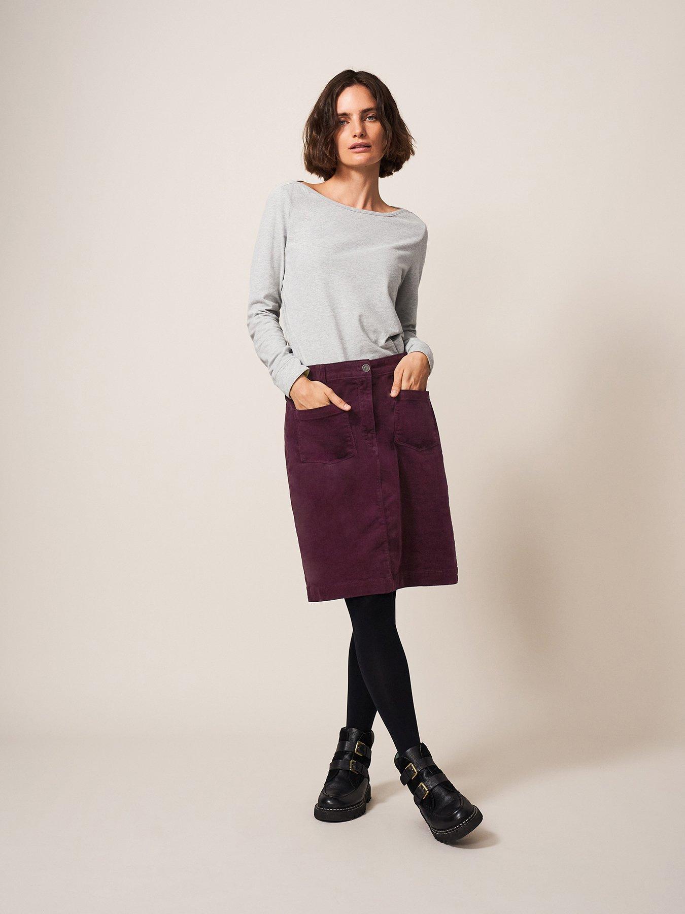 White Stuff Melody Organic Cord Skirt Purple very