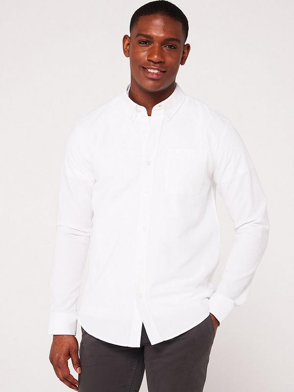 Everyday Long Sleeve Button Down Oxford Shirt - White | Very.co.uk