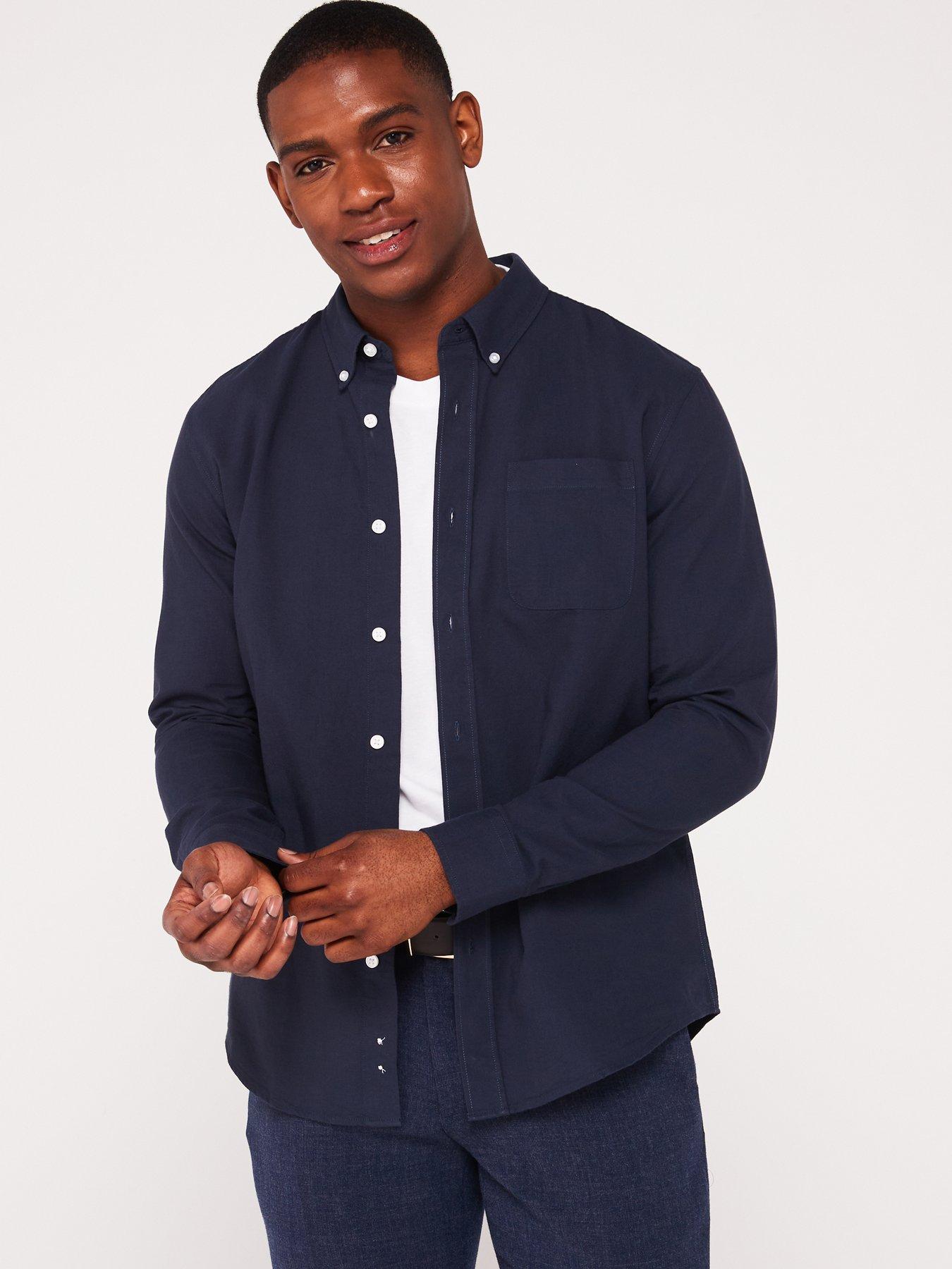 undefined Long Sleeve Button Down Oxford Shirt - Navy