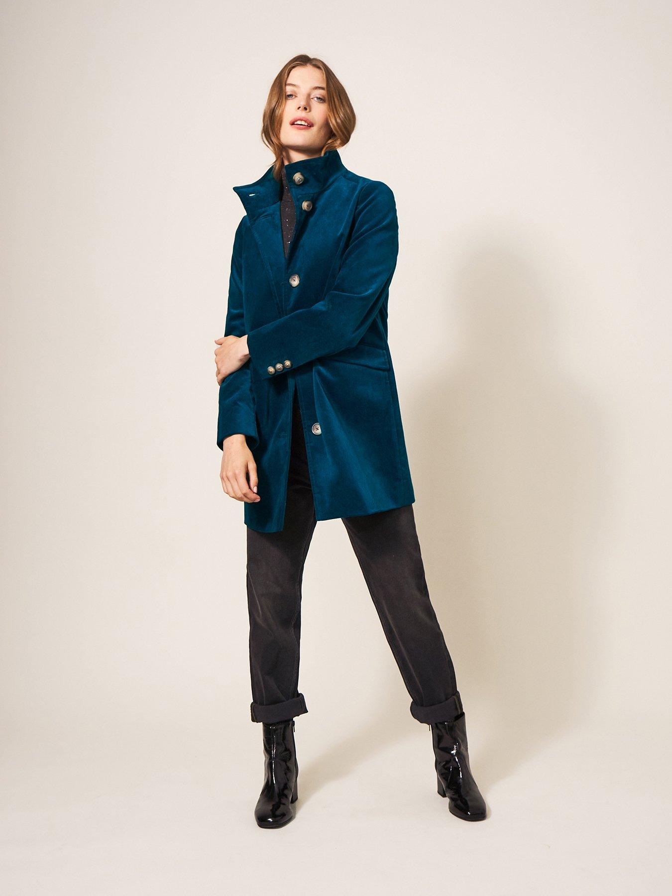 White Stuff Karla Velvet Coat - Teal