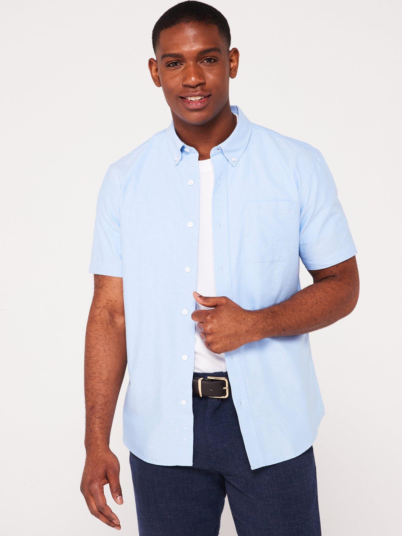 undefined Short Sleeve Oxford Shirt - Light Blue