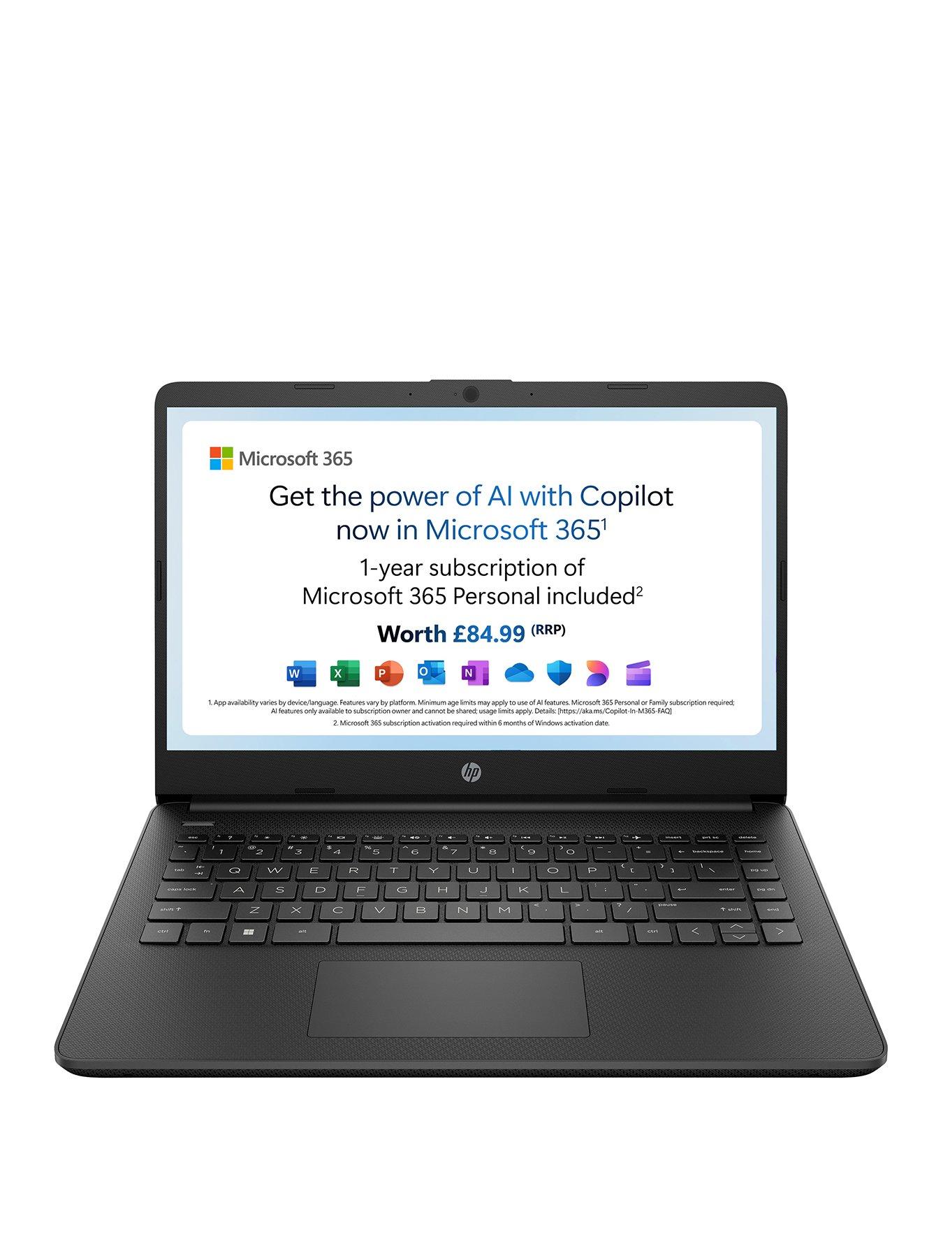 undefined Stream 14s-dq0034na Laptop - 14in HD, Intel Celeron, 4GB RAM, 128GB SSD, Microsoft 365 Personal (12 Months) Included, with Optional Norton 360 (1 Year) - Black