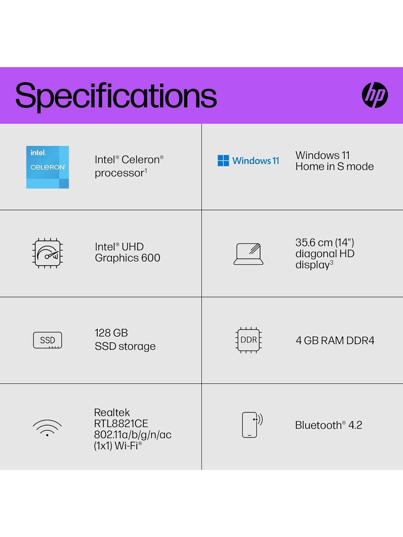 Image 7 of 7 of HP Stream&nbsp;14s-dq0034na Laptop - 14in HD, Intel Celeron, 4GB RAM, 128GB SSD, Microsoft 365 Personal (12 Months) Included, with Optional Norton 360 (1 Year) - Black
