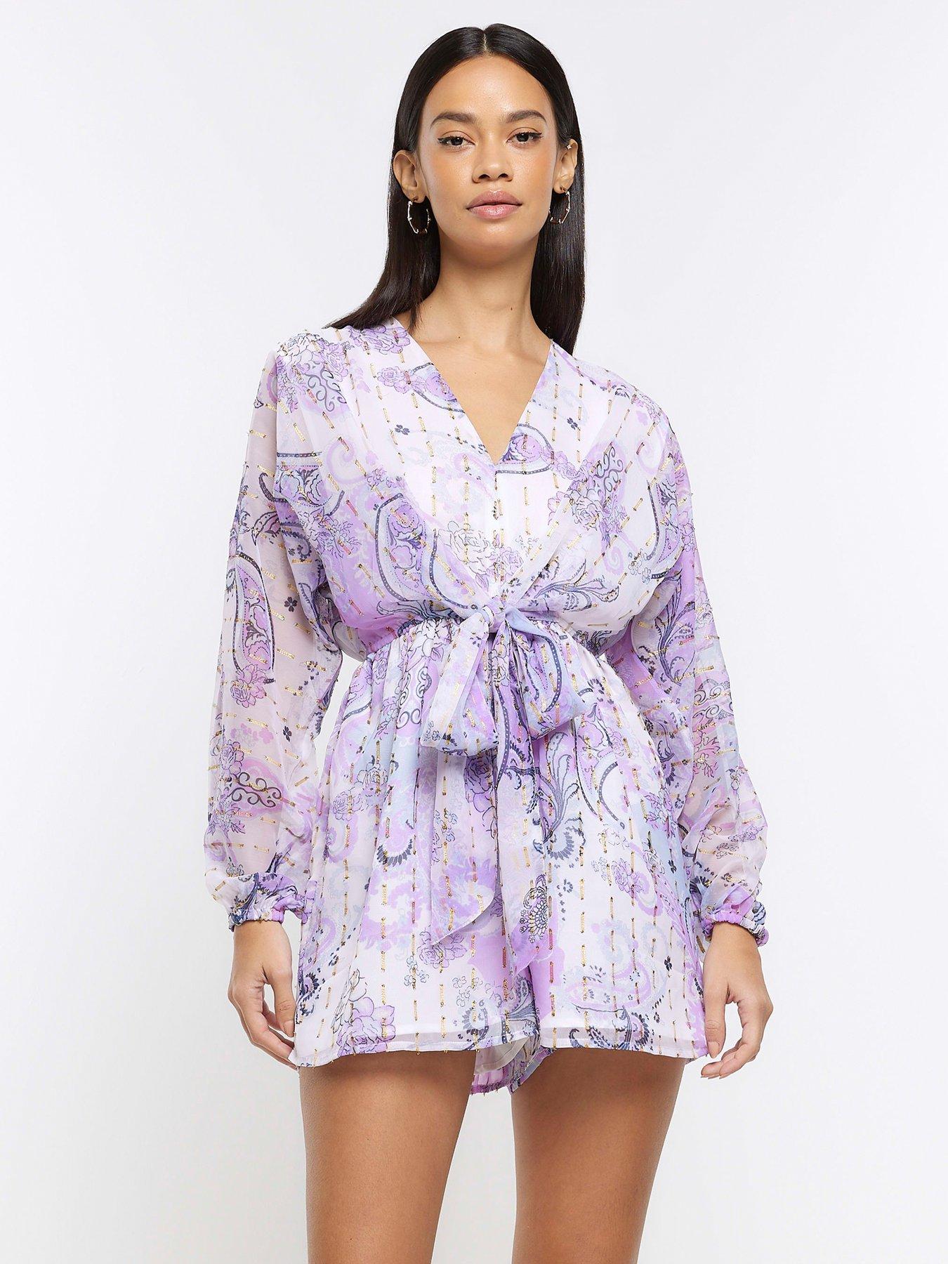 River island store purple playsuit