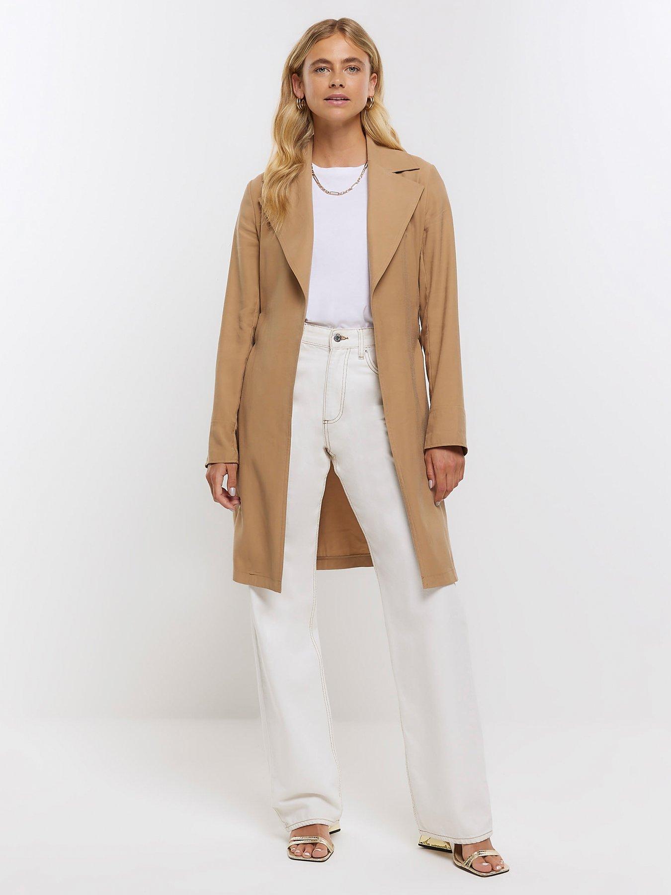 River island hot sale tan coat