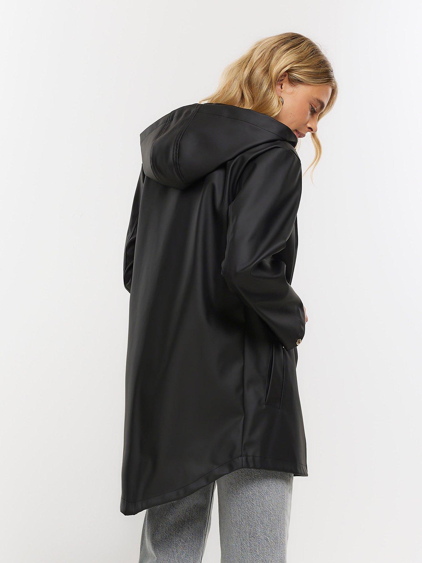 Black hooded rain coat hotsell