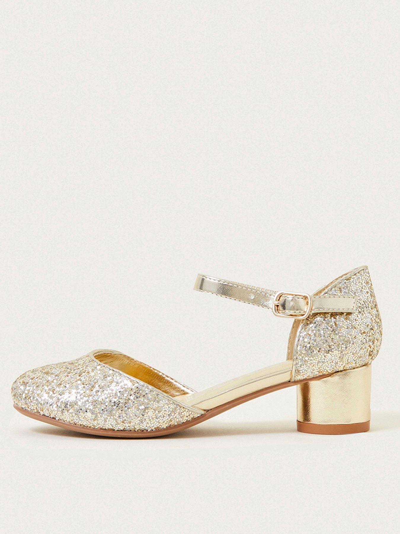 Gold glitter block heel on sale shoes