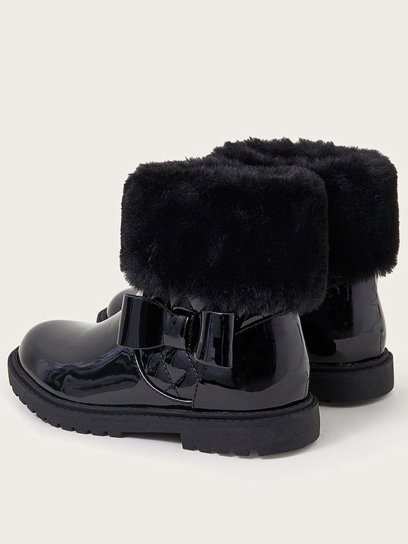 Girls black fur lined clearance boots