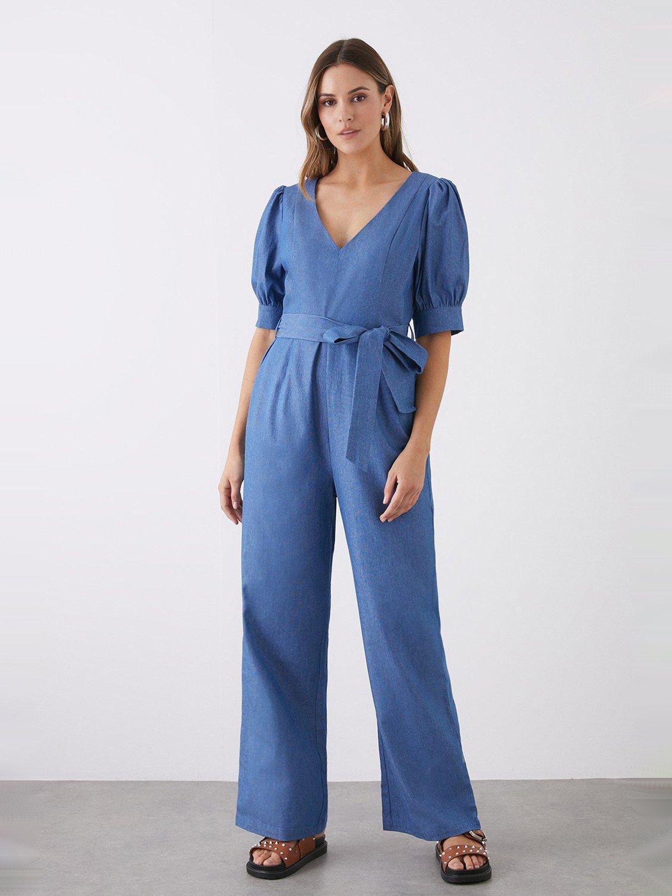 Dorothy Perkins Denim Jumpsuit Mid Wash Very