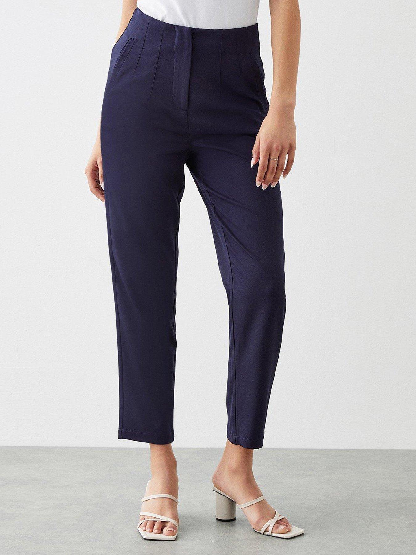 Navy slim outlet leg trousers womens