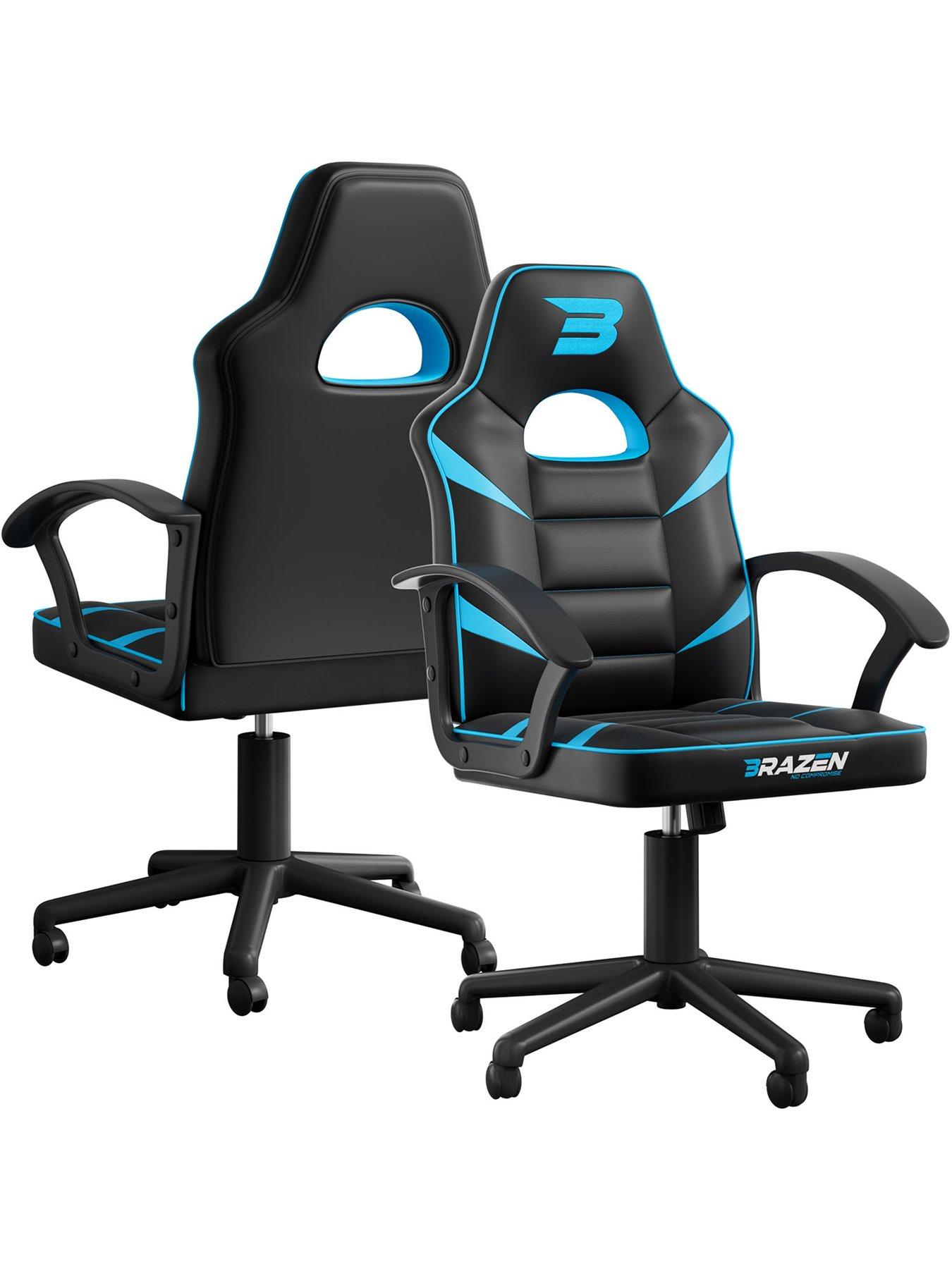 Product photograph of Brazen Valor Mid Back Pc Gaming Chair - Blue from very.co.uk