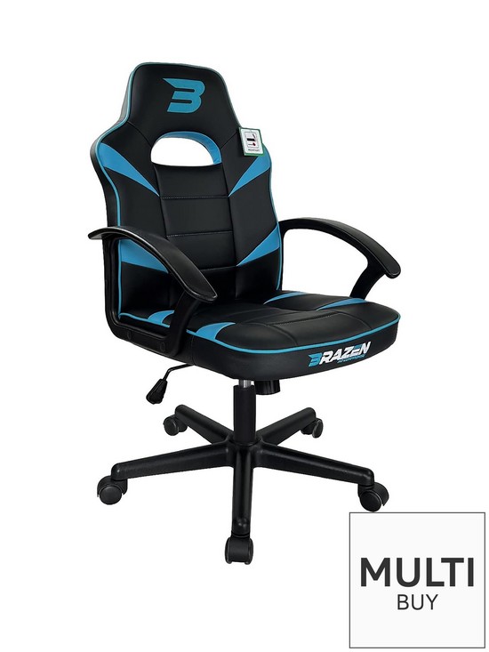 front image of brazen-valor-mid-back-pc-gaming-chair-blue