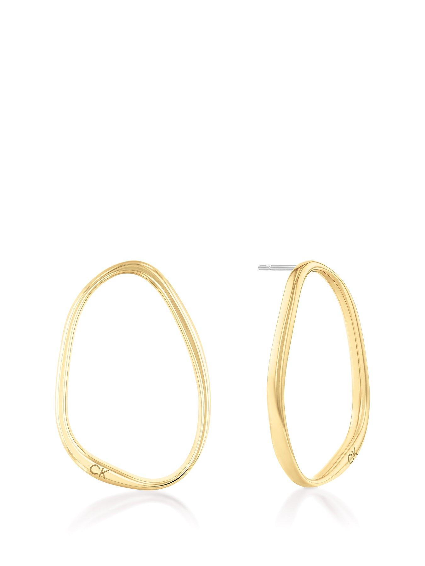 Product photograph of Calvin Klein Women S Calvin Klein Gold Plated Earrings from very.co.uk