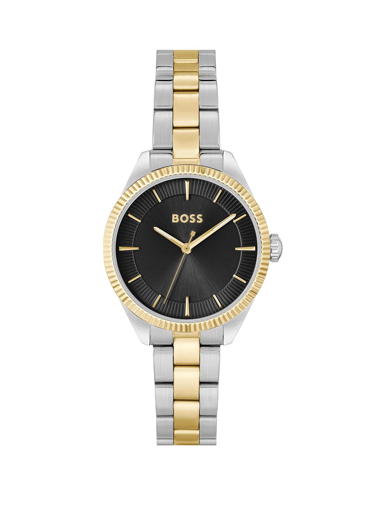 Product photograph of Boss Ladies Boss Sage Black Dial Bracelet Watch from very.co.uk