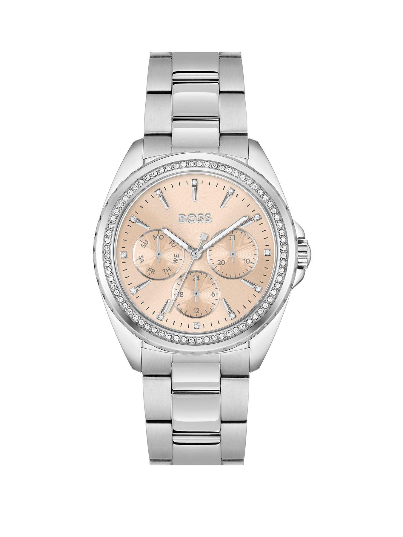 Product photograph of Boss Ladies Boss Atea Stainless Steel Bracelet Watch from very.co.uk