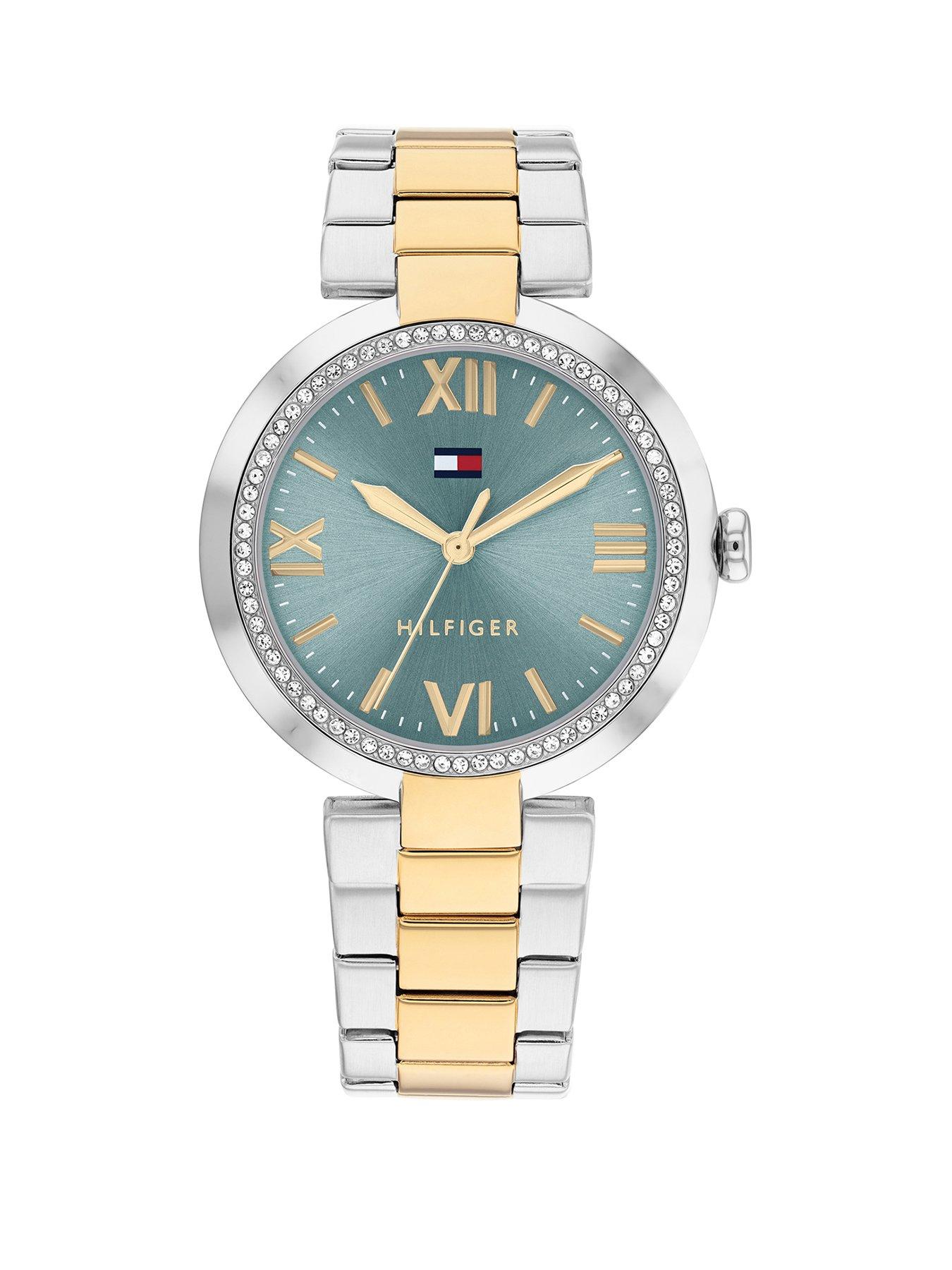 Product photograph of Tommy Hilfiger Two Tone Stainless Steel And Gold Ip Women S Watch from very.co.uk