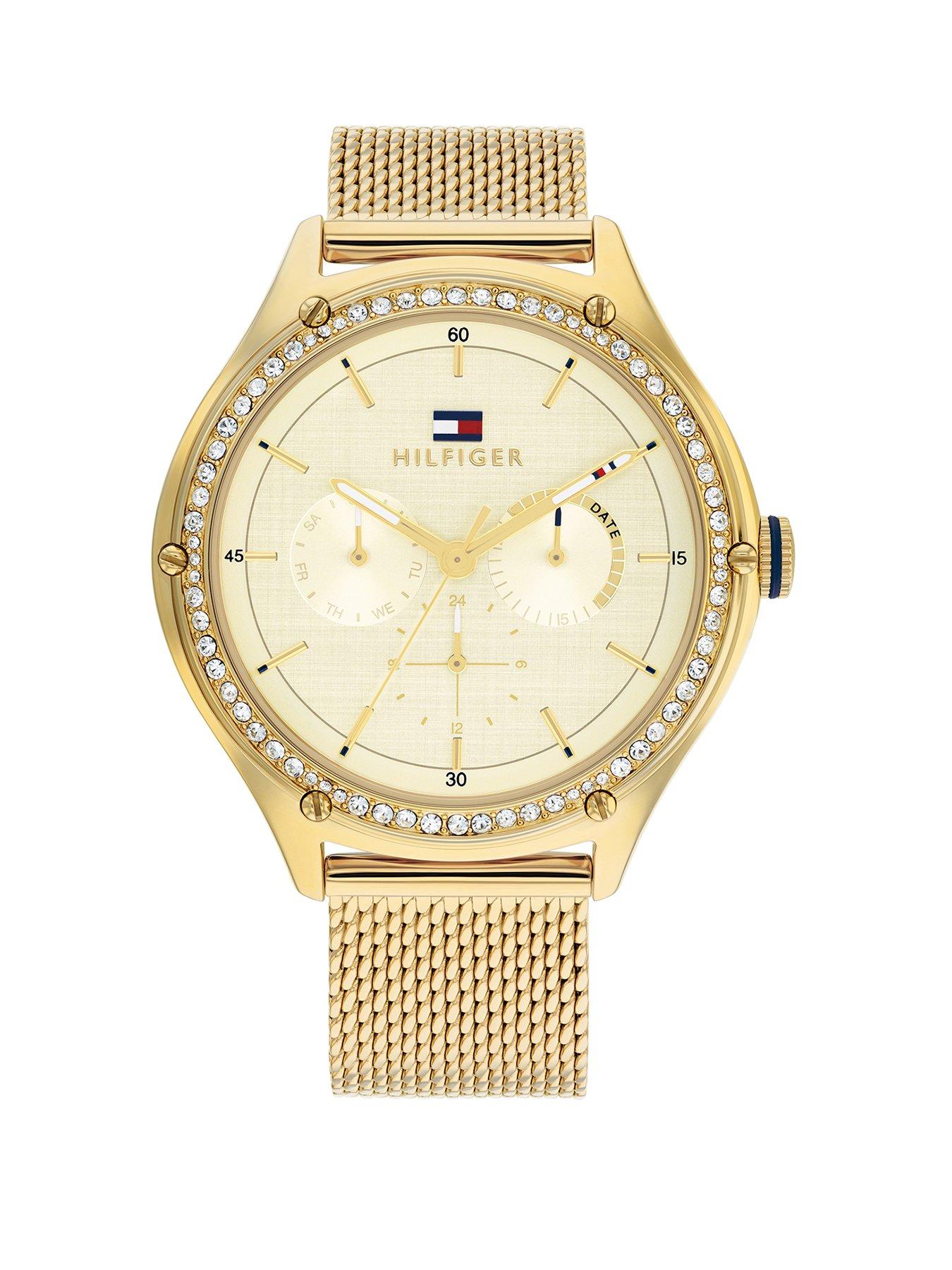 Product photograph of Tommy Hilfiger Women S Stainless Steel Mesh Watch from very.co.uk