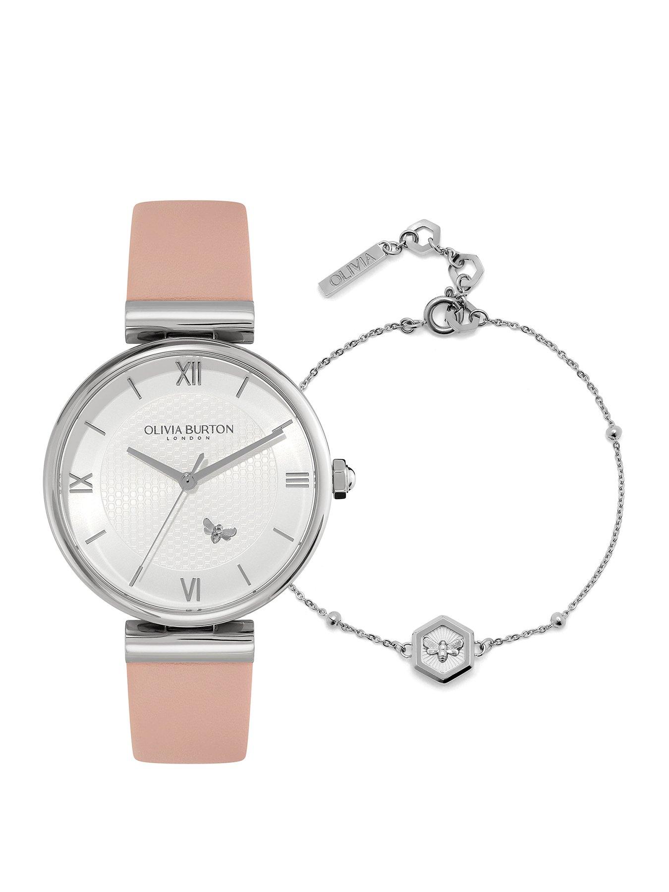 Product photograph of Olivia Burton 38mm Hexa Multifuction Two Tone Silver Amp Rose Gold Bracelet Watch from very.co.uk