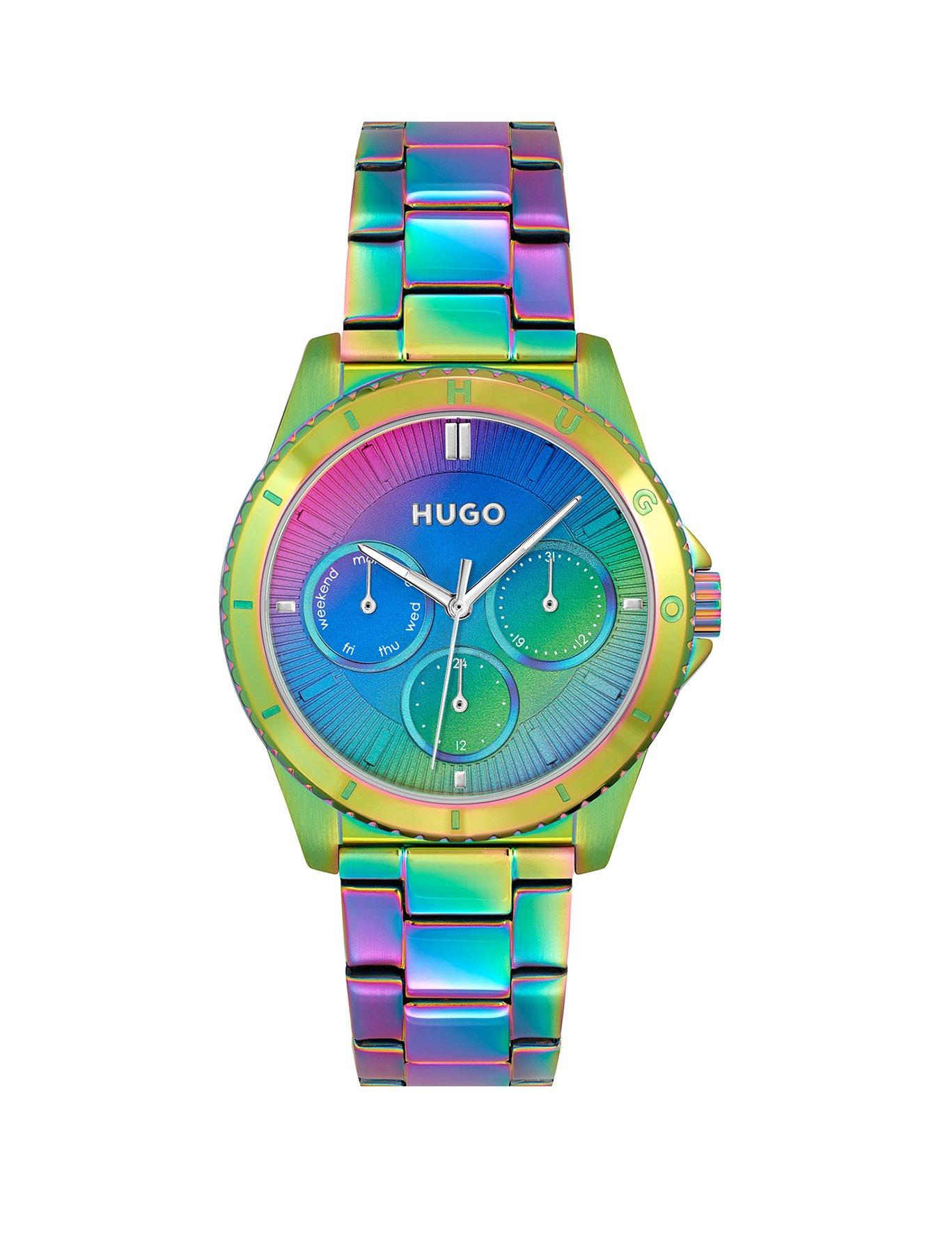 Product photograph of Hugo Ladies Hugo Dance Iridescent Rainbow Ip Watch from very.co.uk
