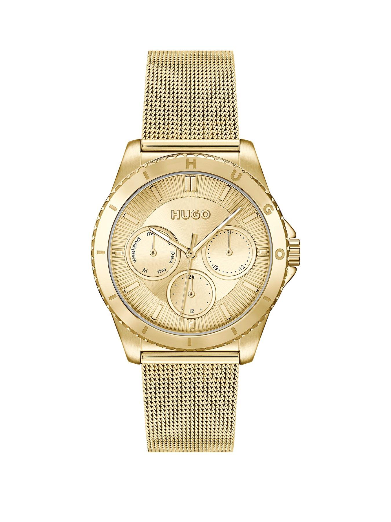 Product photograph of Hugo Ladies Hugo Dance Yellow Gold Ip Watch from very.co.uk