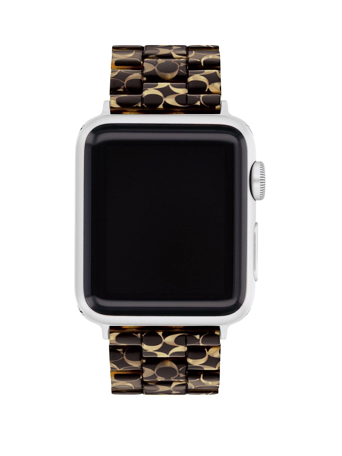 Product photograph of Coach Ladies Tortoiseshell Acetate Apple Watch Band from very.co.uk