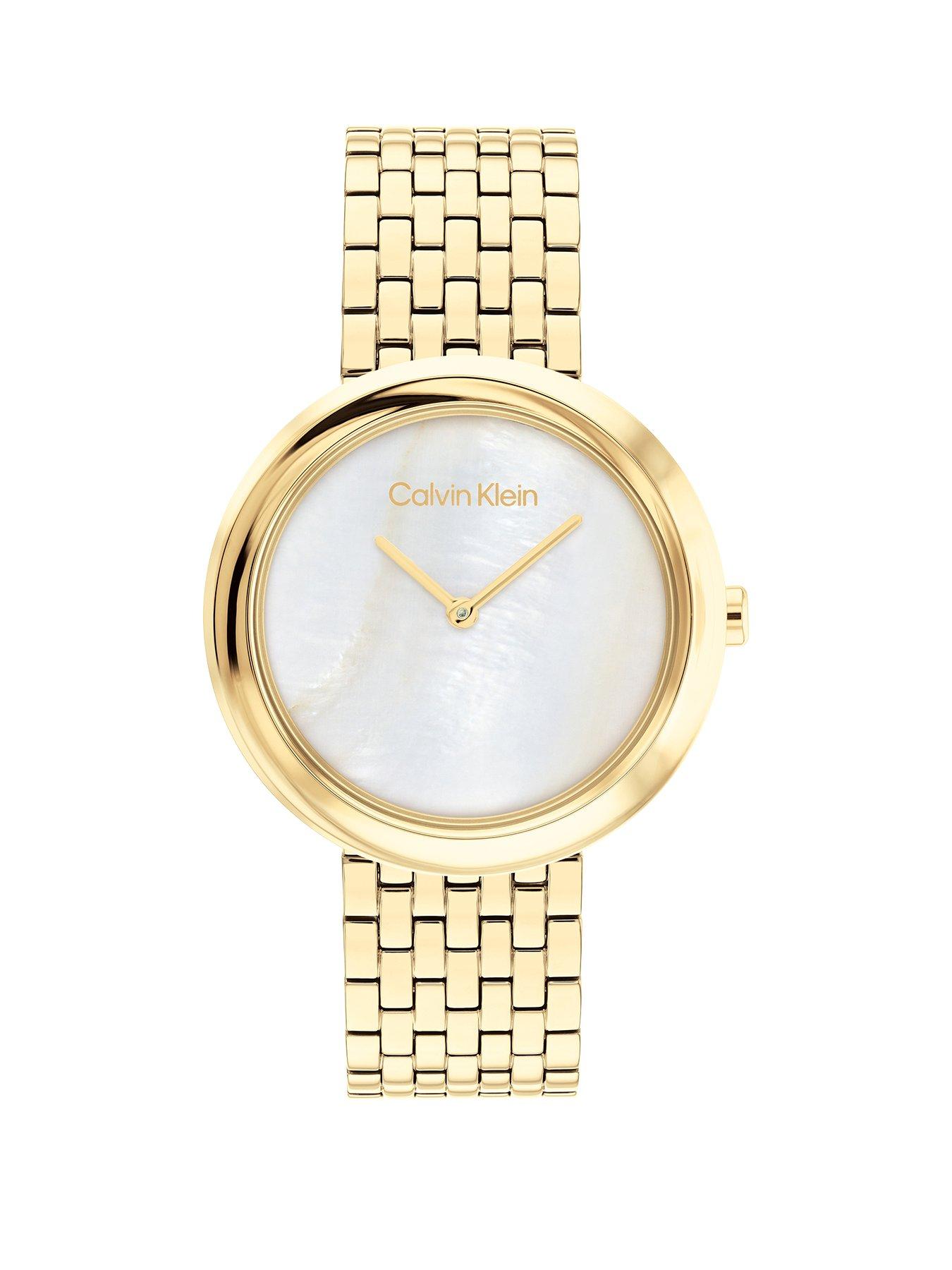 Product photograph of Calvin Klein Women S Calvin Klein Gold Plated Bracelet Watch from very.co.uk