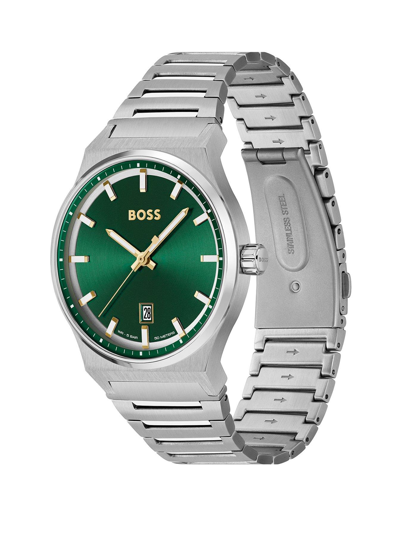 Image 2 of 6 of BOSS Gents CANDOR Stainless Steel Bracelet Watch with Green Dial