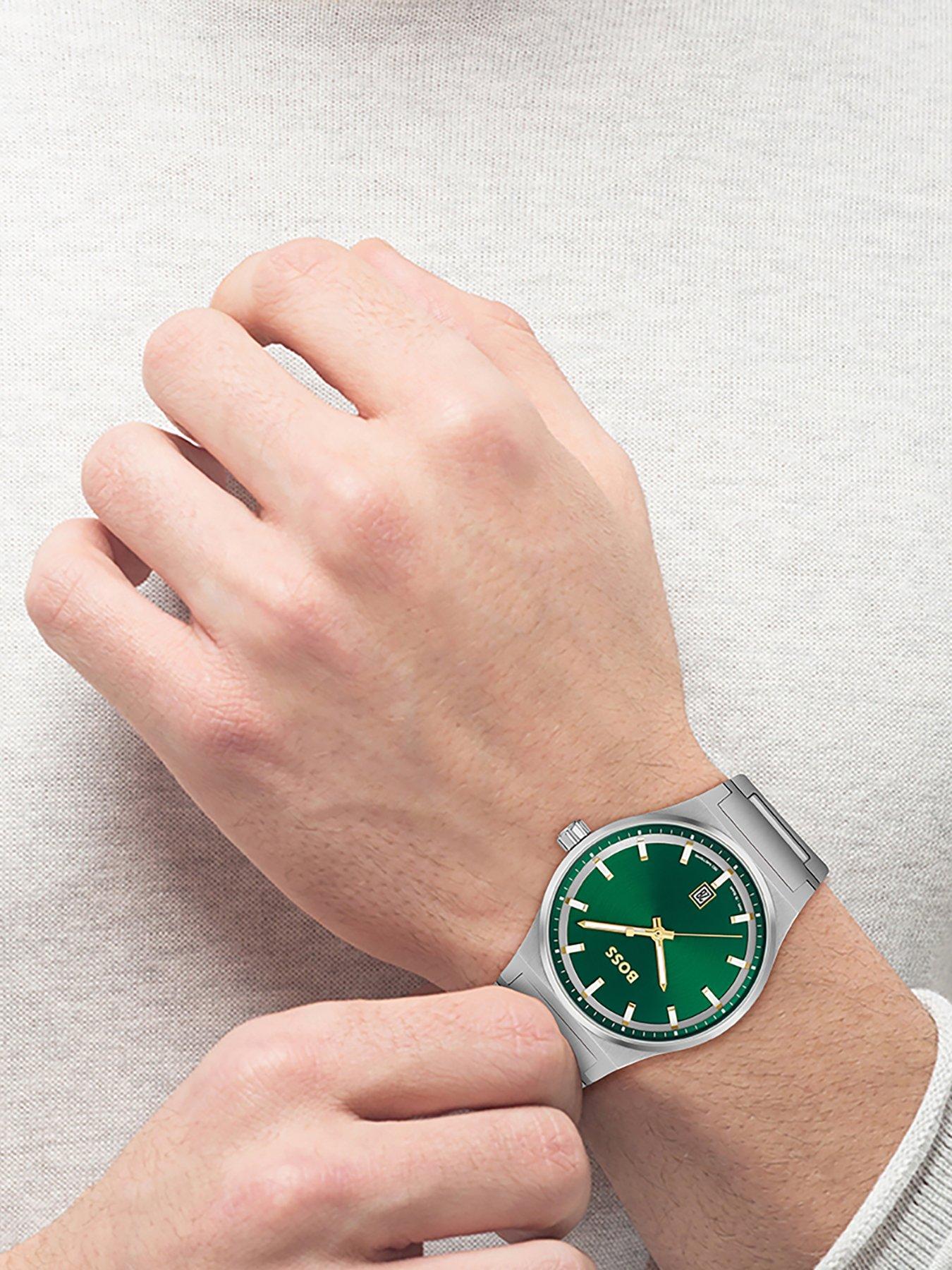 Image 6 of 6 of BOSS Gents CANDOR Stainless Steel Bracelet Watch with Green Dial
