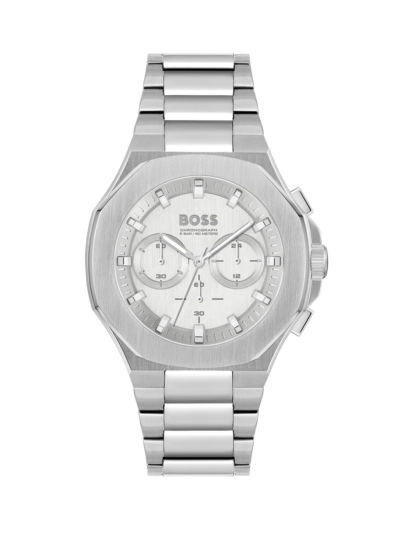 Product photograph of Boss Gents Boss Taper Stainless Steel Bracelet Watch from very.co.uk