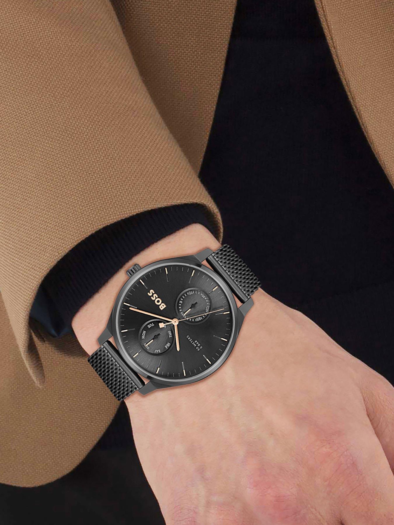 Image 6 of 6 of BOSS Gents TYLER Black IP Stainless Steel Mesh Bracelet Watch