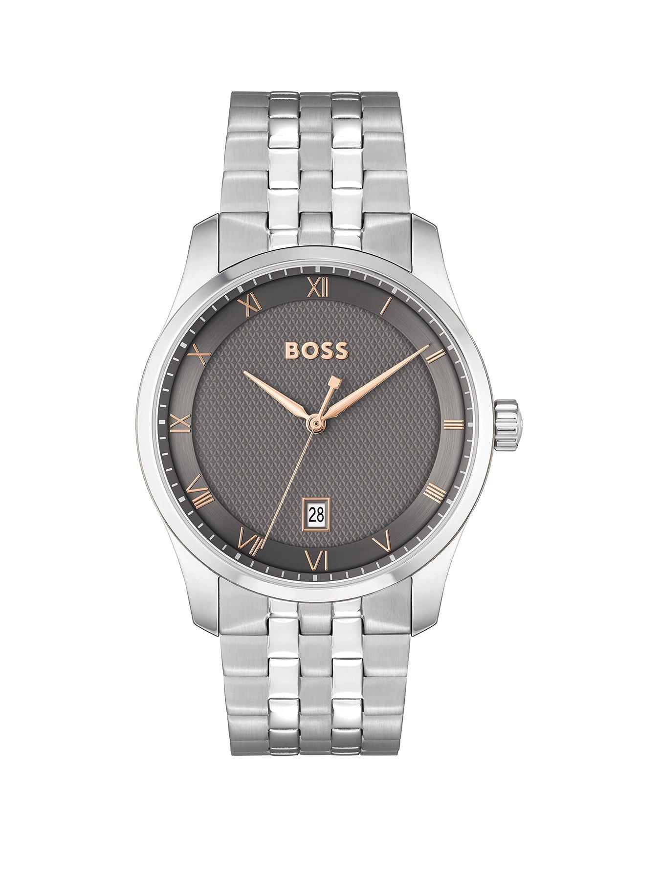 BOSS Gents PRINCIPLE Stainless Steel Mesh Watch with Grey Dial