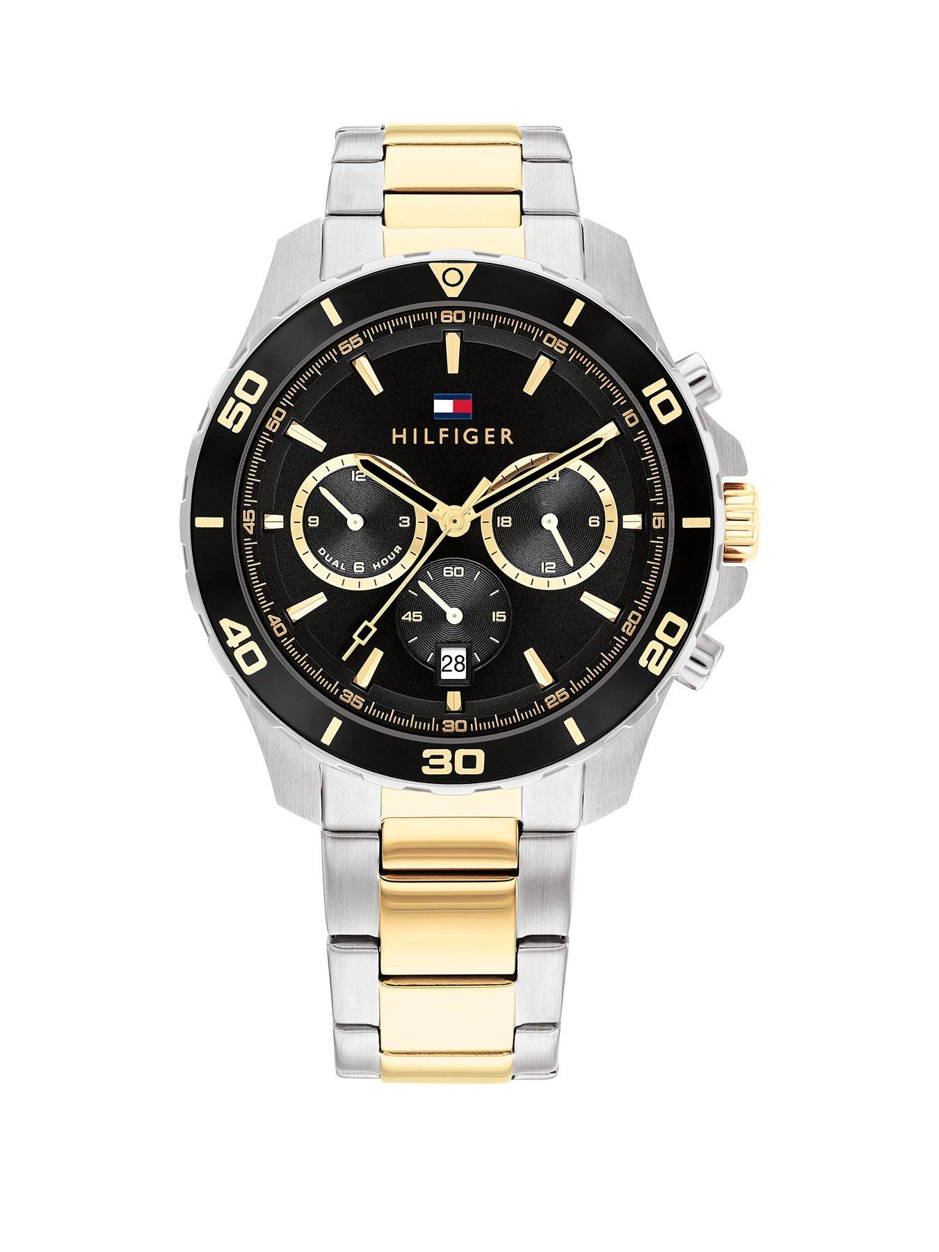 Product photograph of Tommy Hilfiger Two Tone Stainless Steel And Gold Plated Men S Watch from very.co.uk