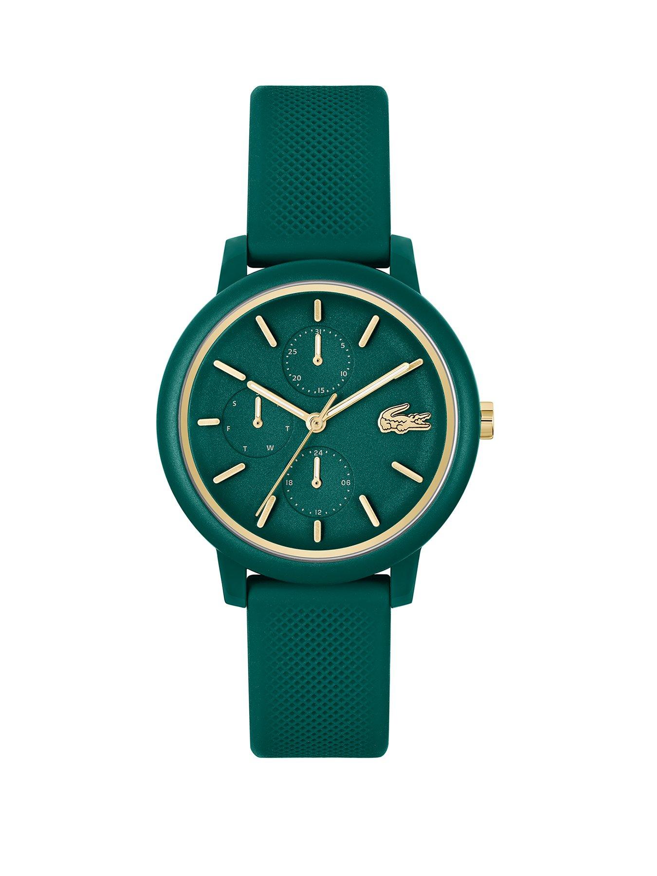 Product photograph of Lacoste Mens 12 12 Green Silicone Strap Watch from very.co.uk