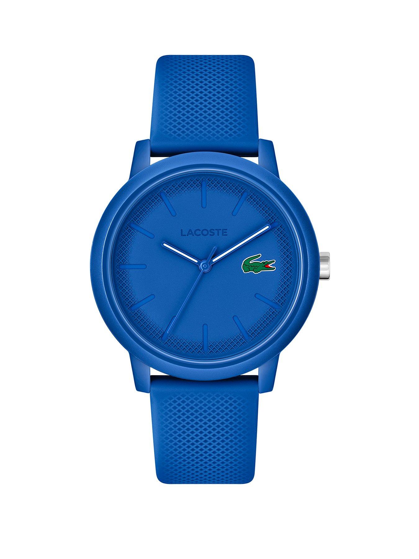 Product photograph of Lacoste Mens 12 12 Blue Silicone Strap Watch from very.co.uk