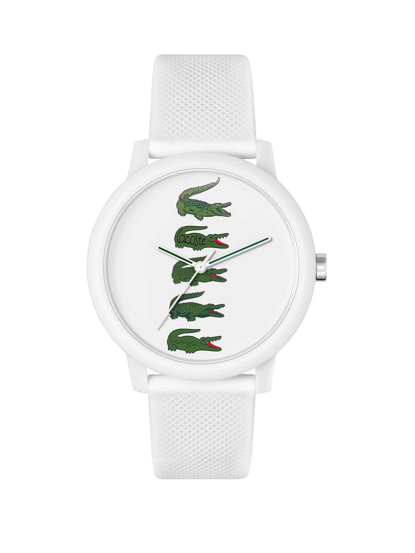 Product photograph of Lacoste Mens 12 12 White Silicone Strap Watch from very.co.uk