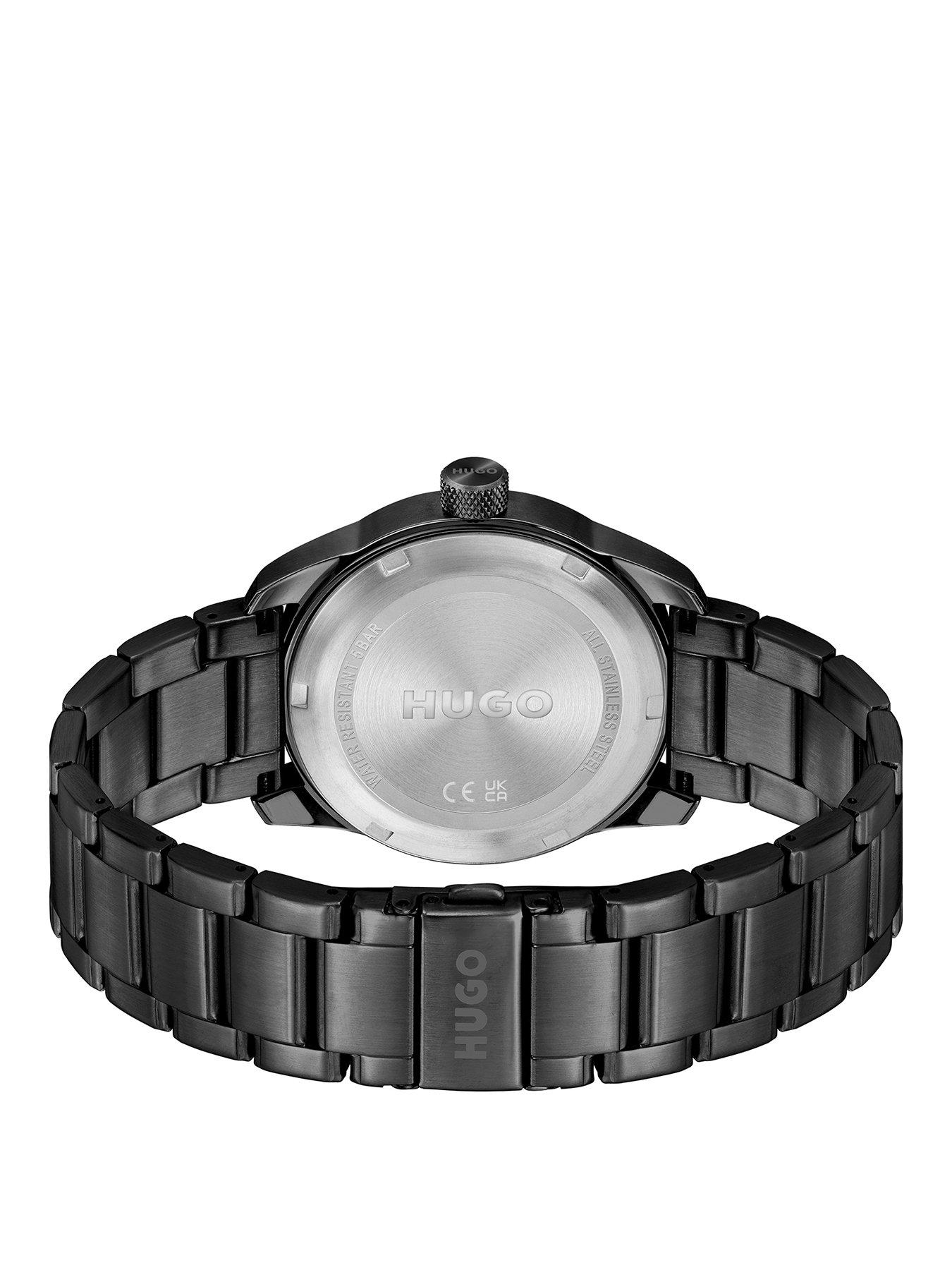 Black metal deals hugo boss watch