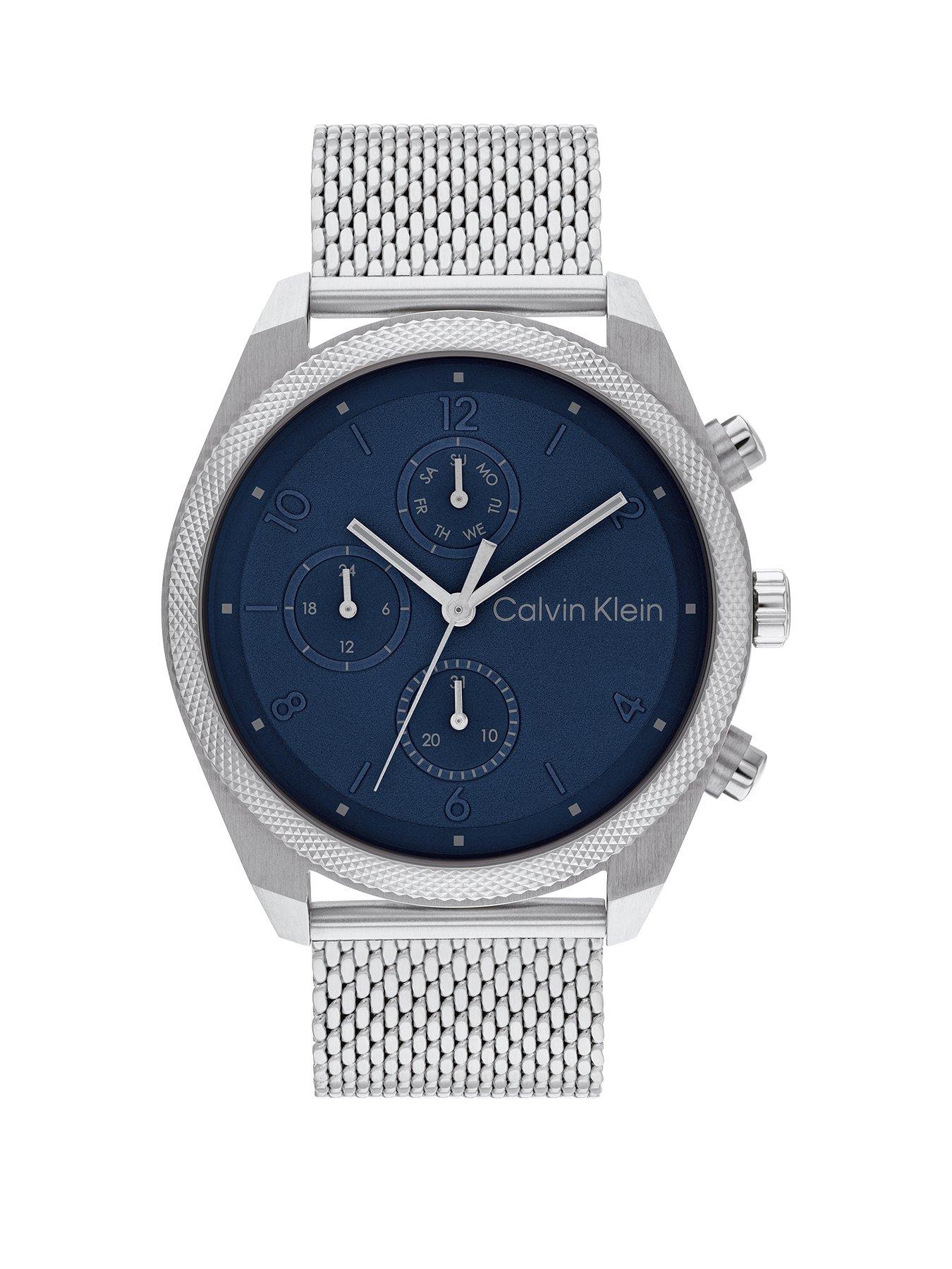Product photograph of Calvin Klein Men S Calvin Klein Stainless Steel Mesh Bracelet Watch from very.co.uk