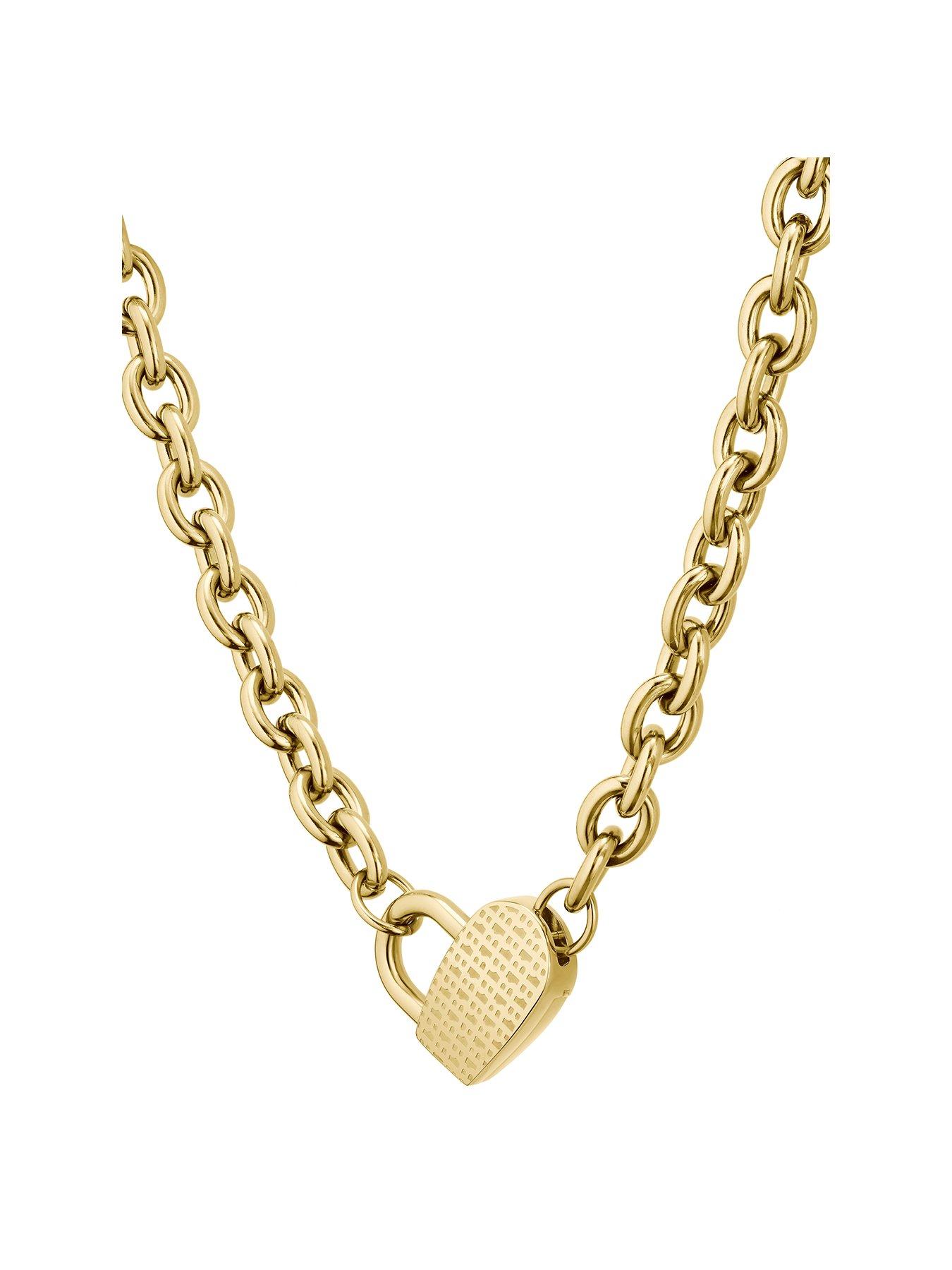 Product photograph of Boss Ladies Dinya Light Yellow Gold Ip Necklace from very.co.uk